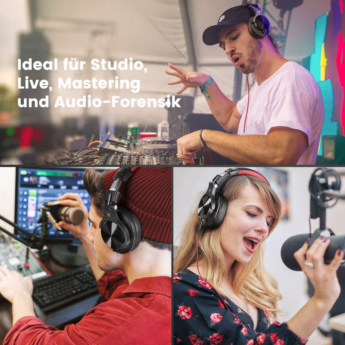Fusion A71 DJ Kopfhörer Over Ear mit Share Port, Rot A71