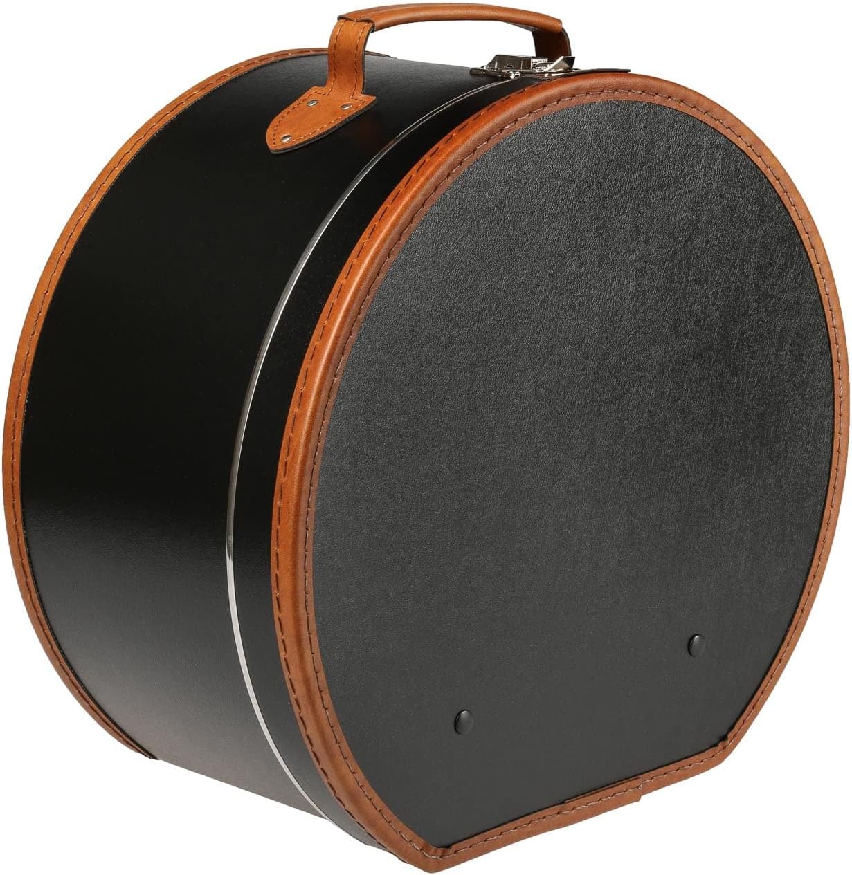 Runder Hutkoffer, 50 cm x 22 cm x 47 cm Schwarz