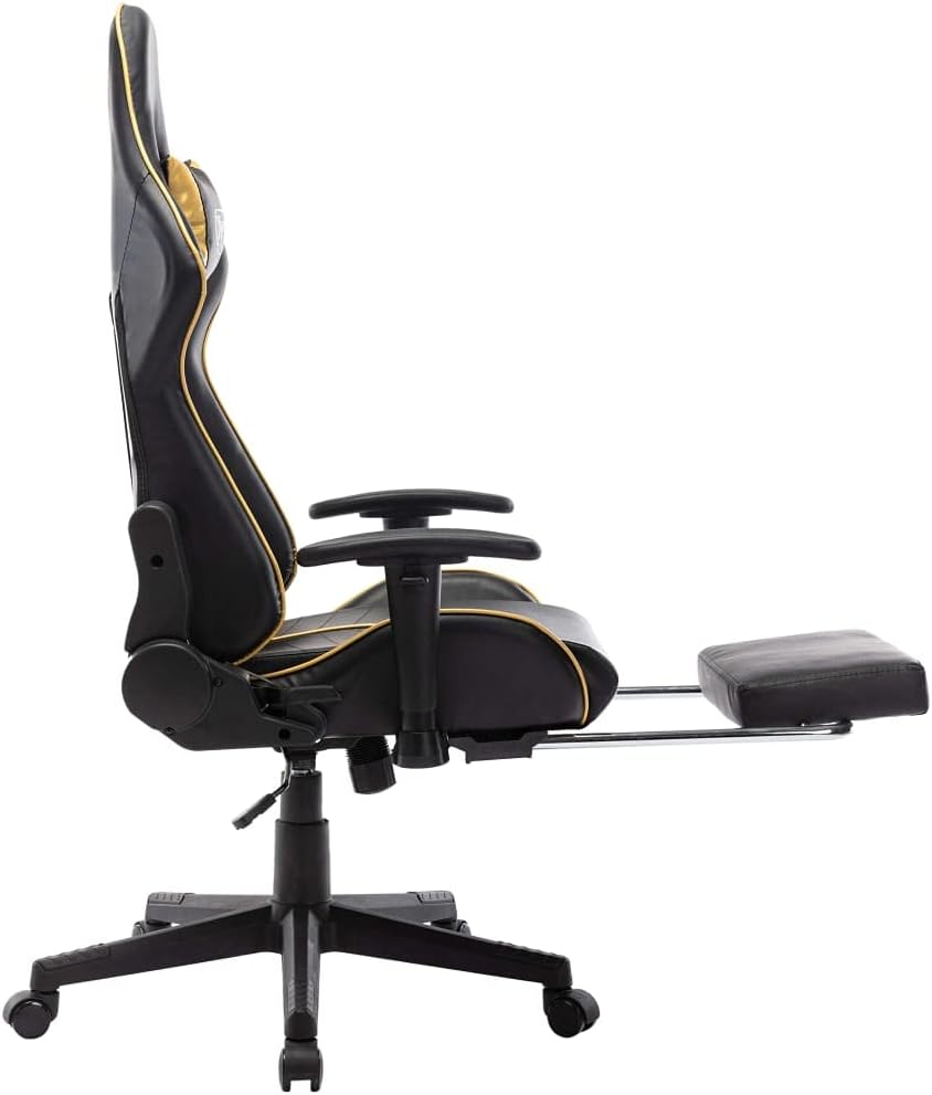 Höhenverstellbarer Gaming-Bürostuhl mit Fussstütze, Schwarz und Golden