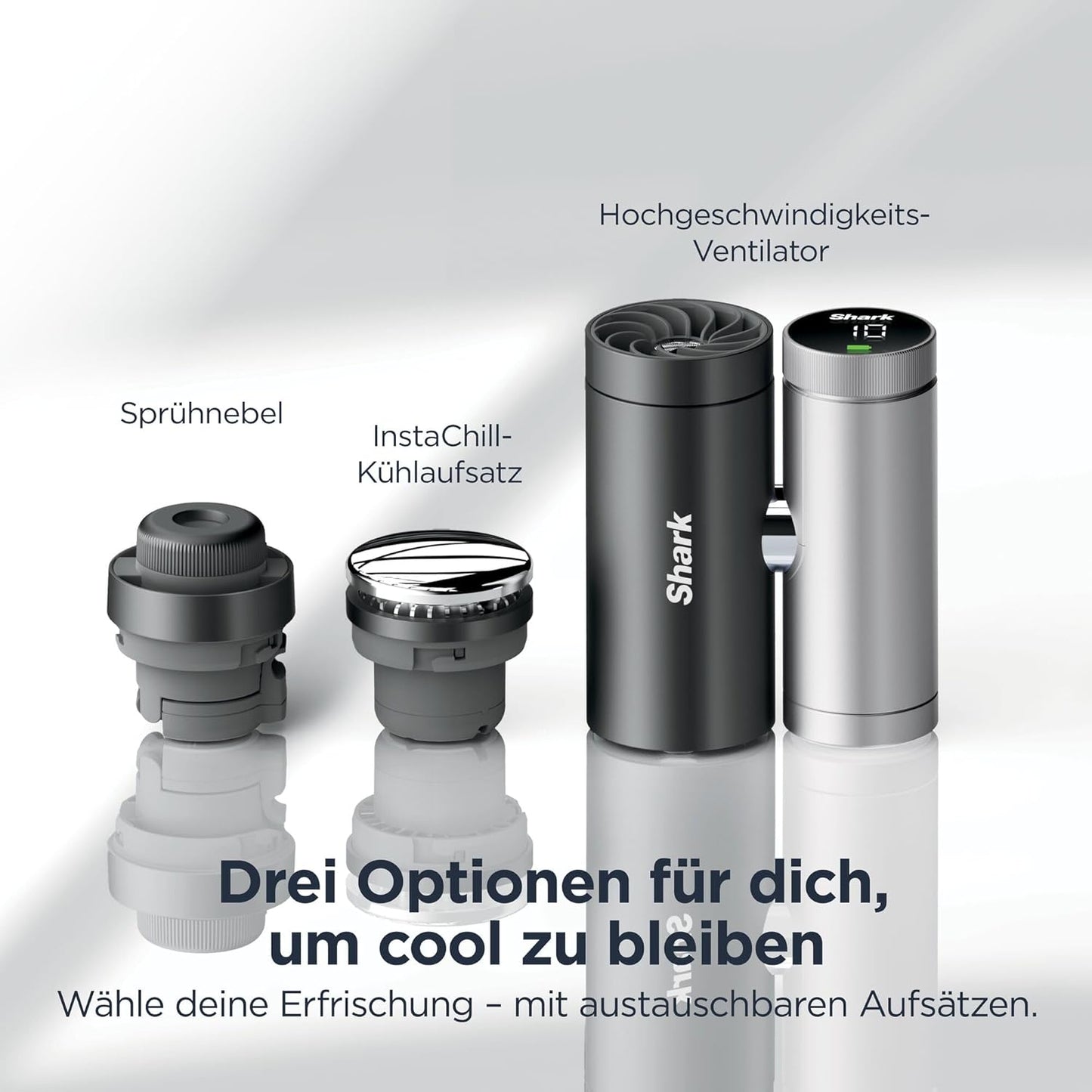 3-in-1 ChillPill Hochgeschwindigkeits-Handventilator mit Sprühnebel, Karbonschwarz