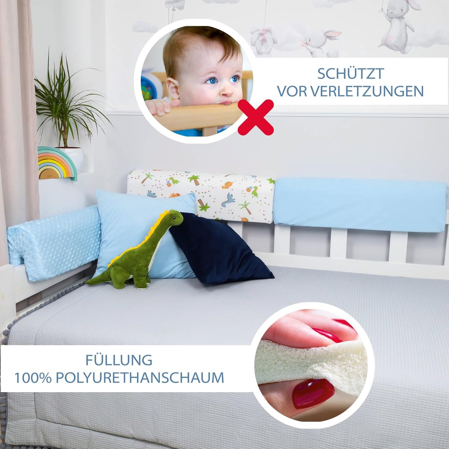 Bettkantenschutz für Kinderbetten, Blau 120 cm