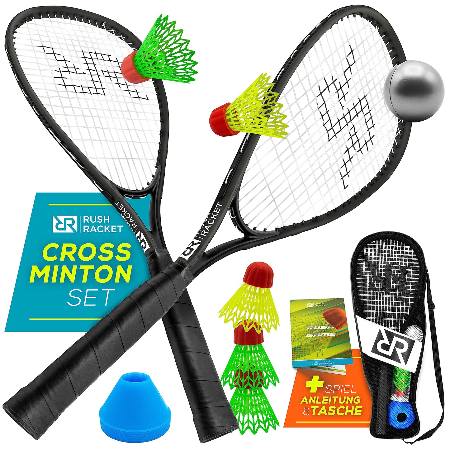 RS3 Speed Badminton Set mit Feldmarkierungen, 2. Schwarz