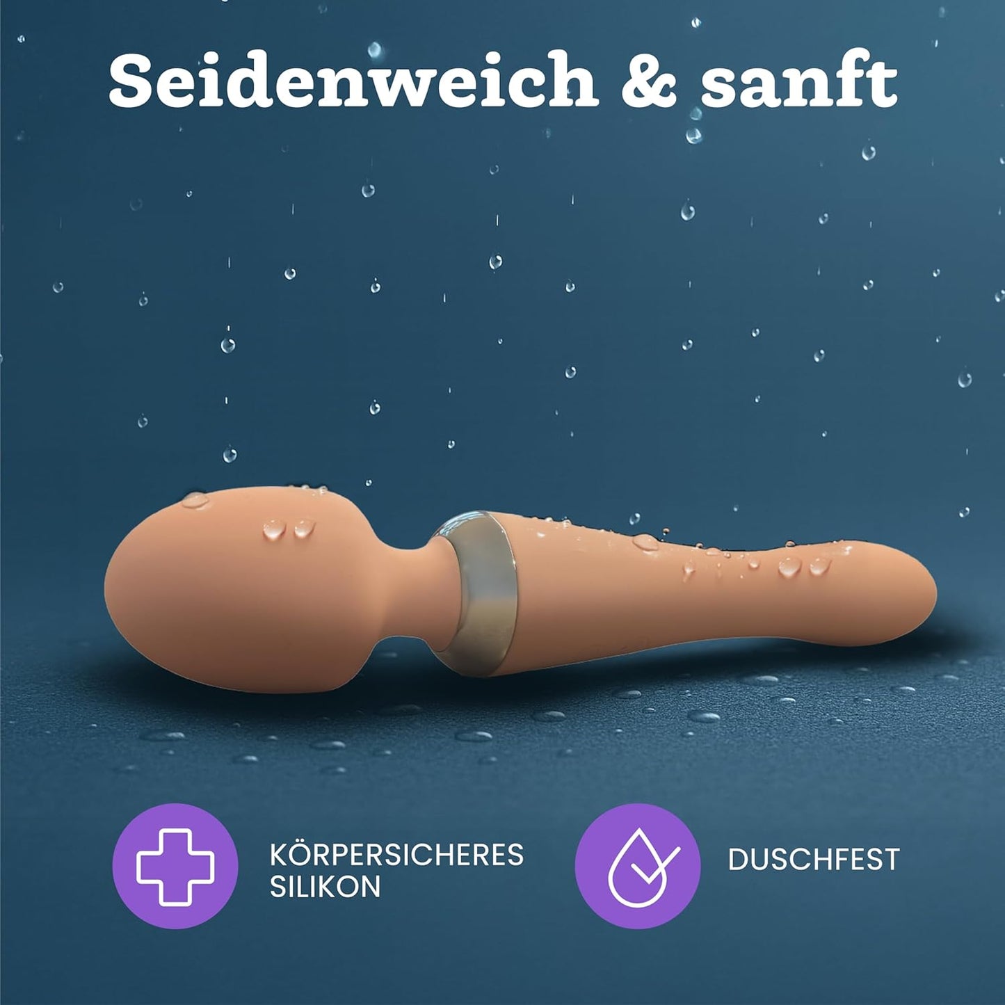 Dual Vibrator Zauberstab mit 10 Modi, Duschfest, Rosenquarz