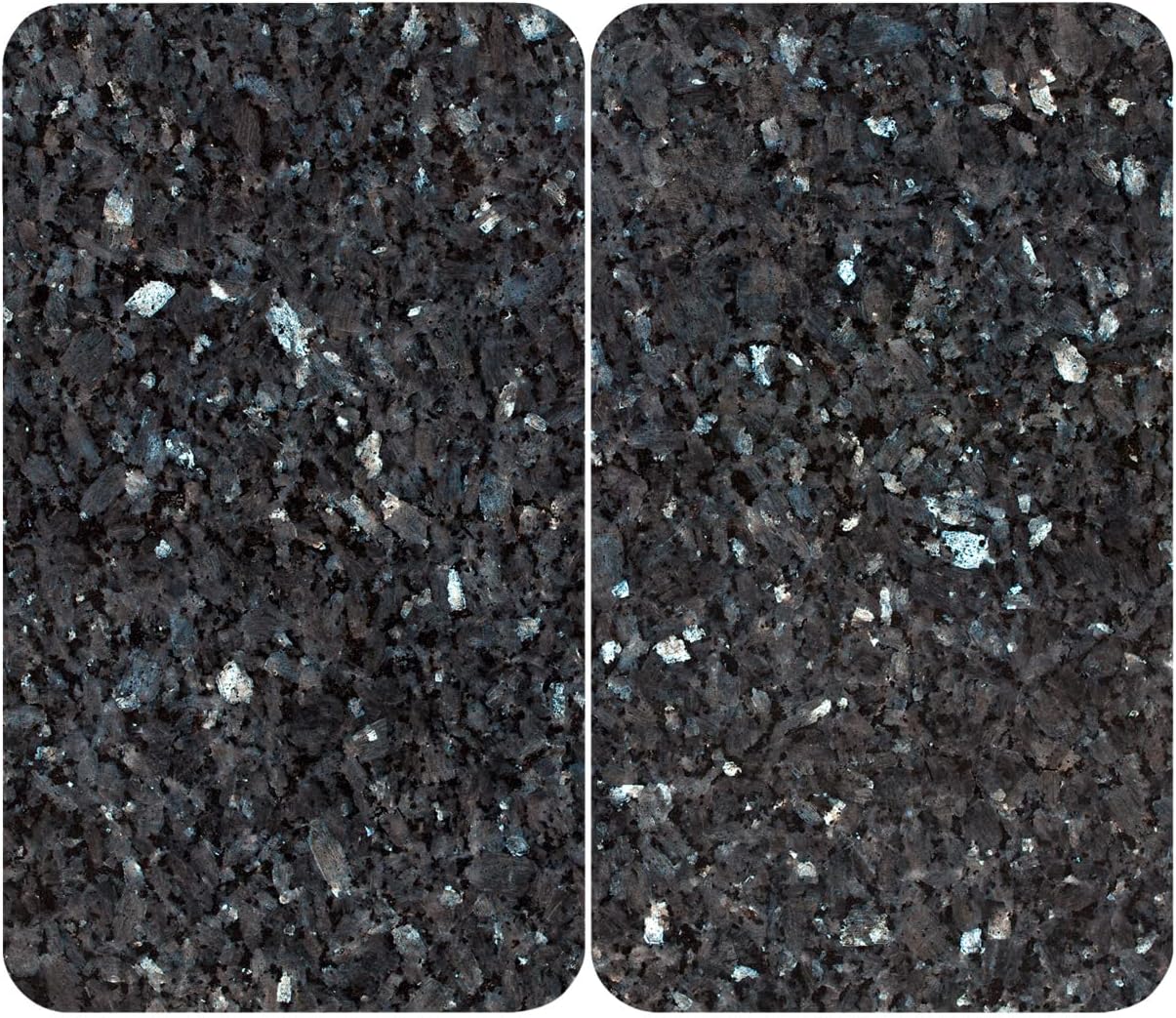 2er Herdabdeckplatten-Set aus gehärtetem Glas, 30x52cm, BLAUER MARMOR