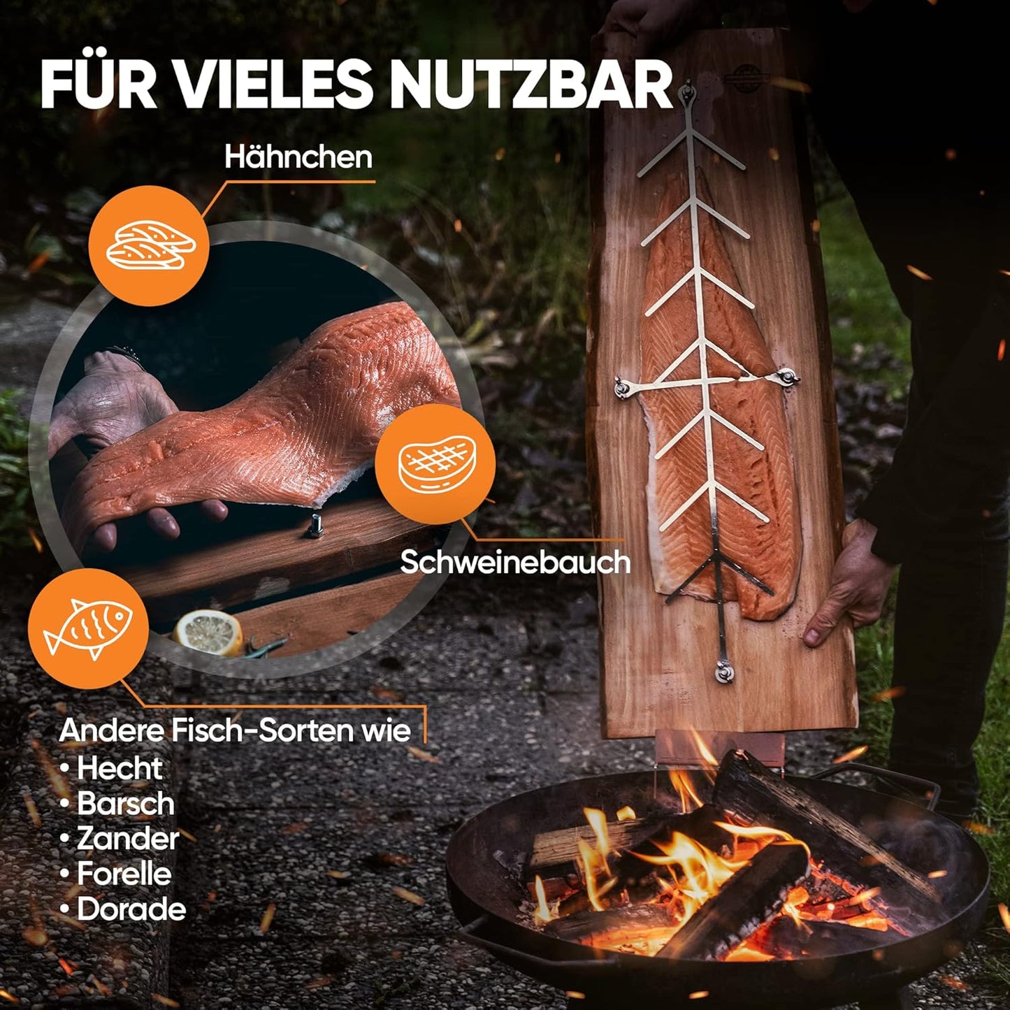 Flammlachsbrett, Lärche einzeln
