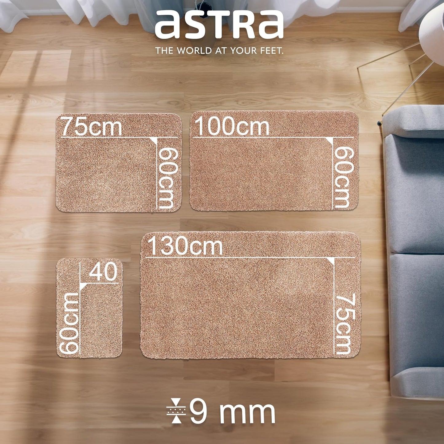 Waschbare Schmutzfangmatte (2er Set), 40 x 60 cm - 2er Set Beige