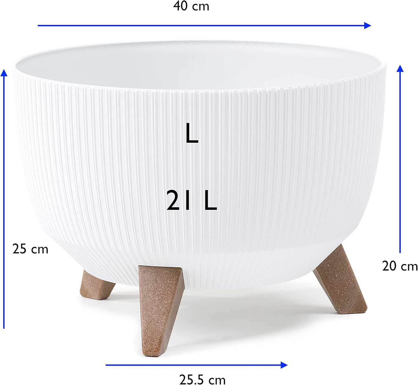 Pflanzschale mit Füssen, Weiss L - 40 cm