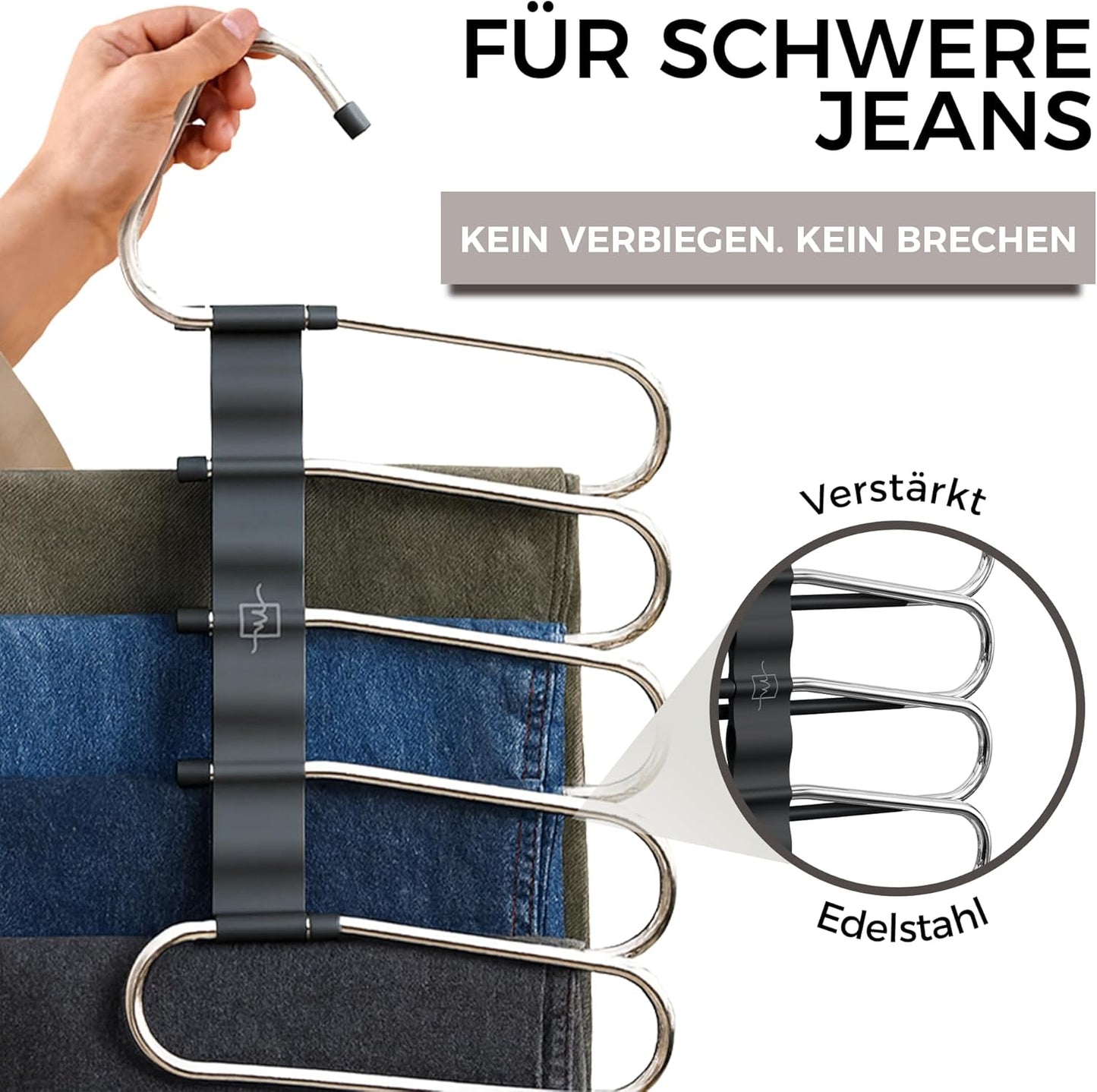 2er-Set Mehrfachhosenbügel, Schwarz 2er-Pack