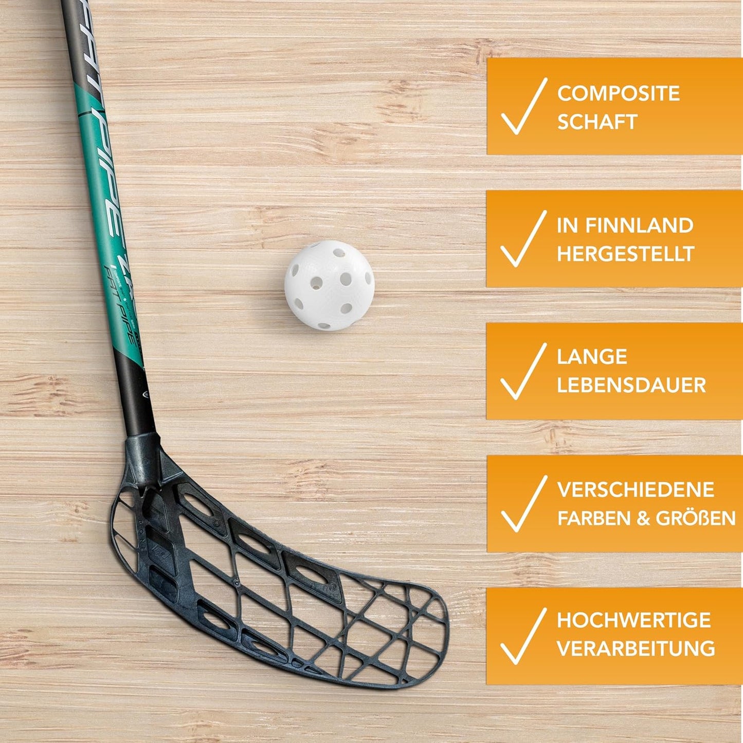 Floorball Unihockey Schläger - ZACK 33, rechte Hand oben (Linksauslage), Schaftlänge 77 cm Zentimeter