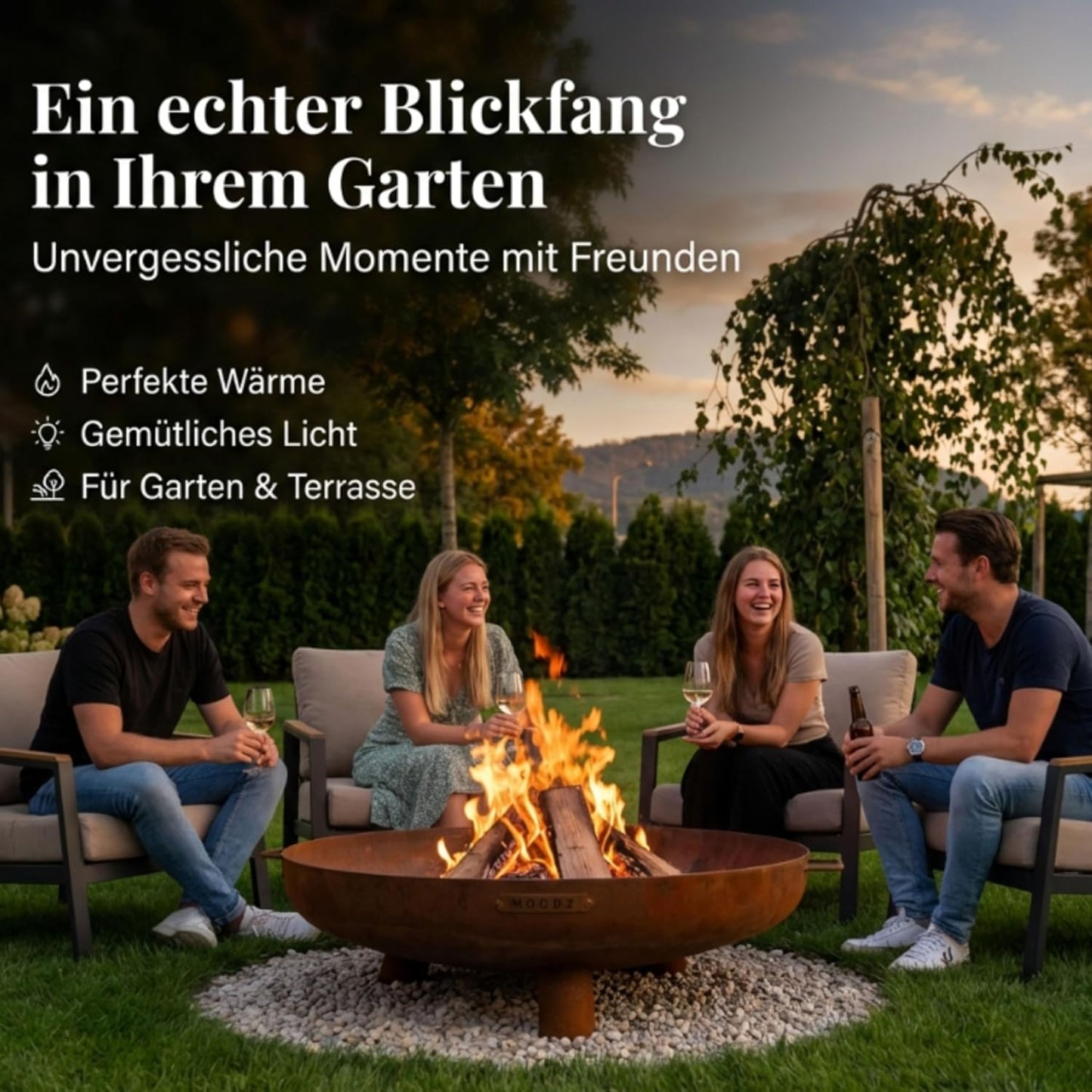 Feuerschale mit Griff, Edelstahl Ø80 cm