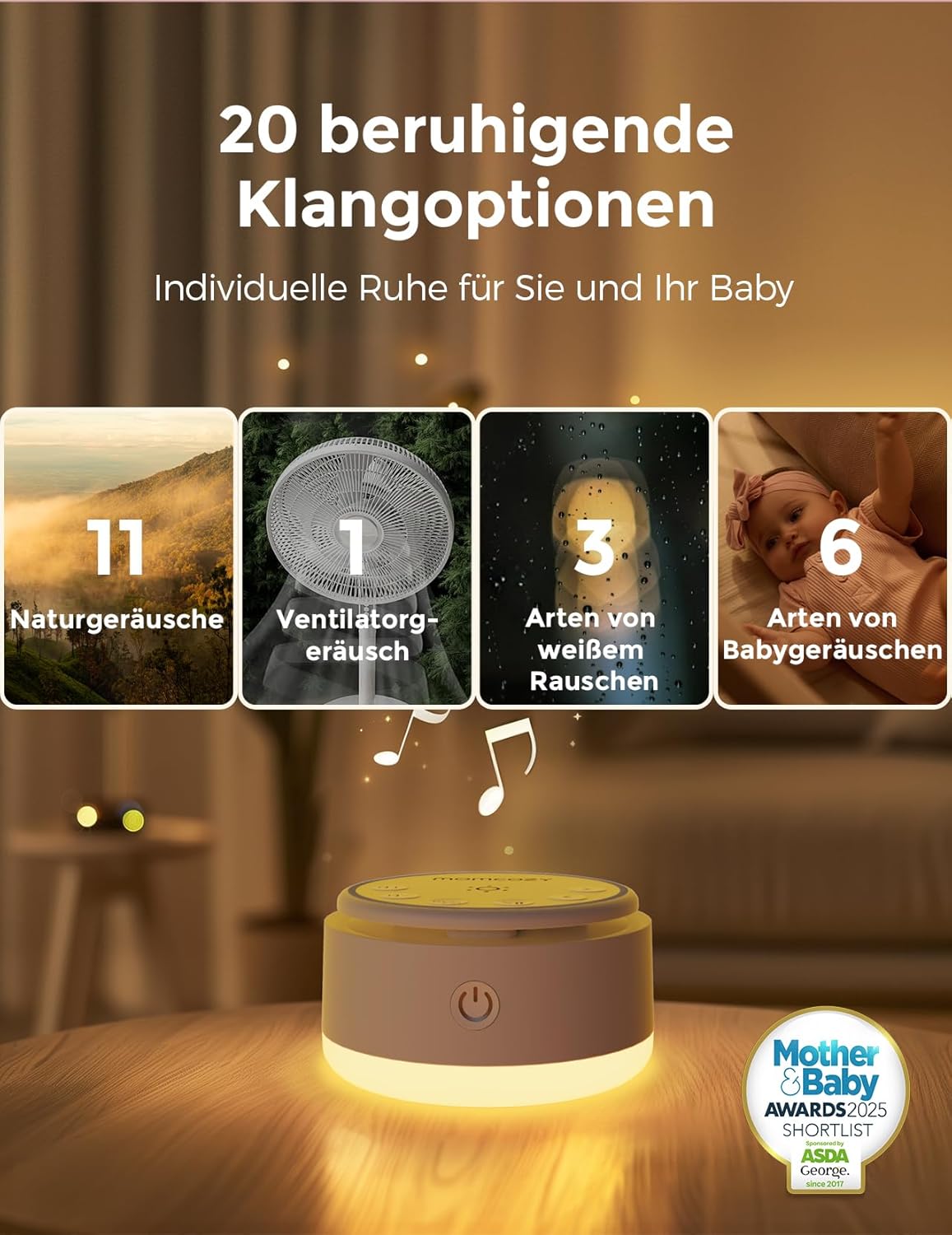 Geräuschmaschine für Babys, Yellow