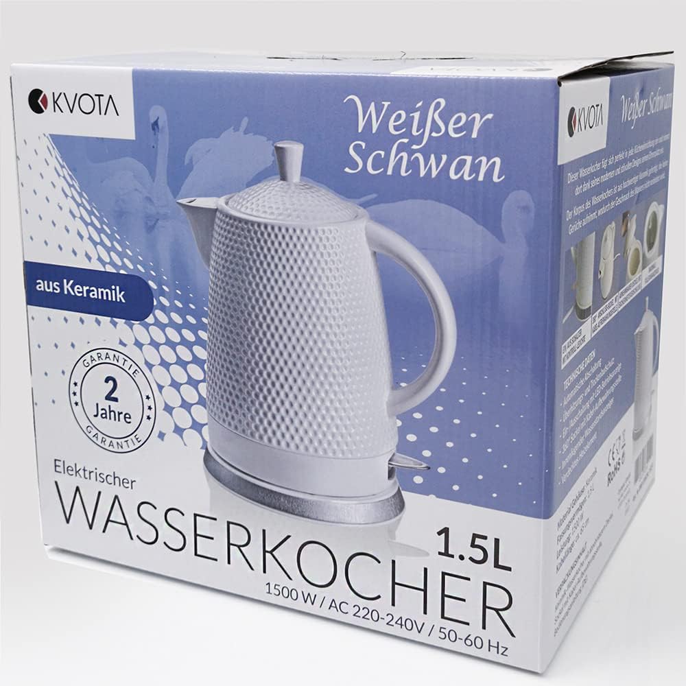 Weisser Schwan - Keramik-Wasserkocher im Retro-Design