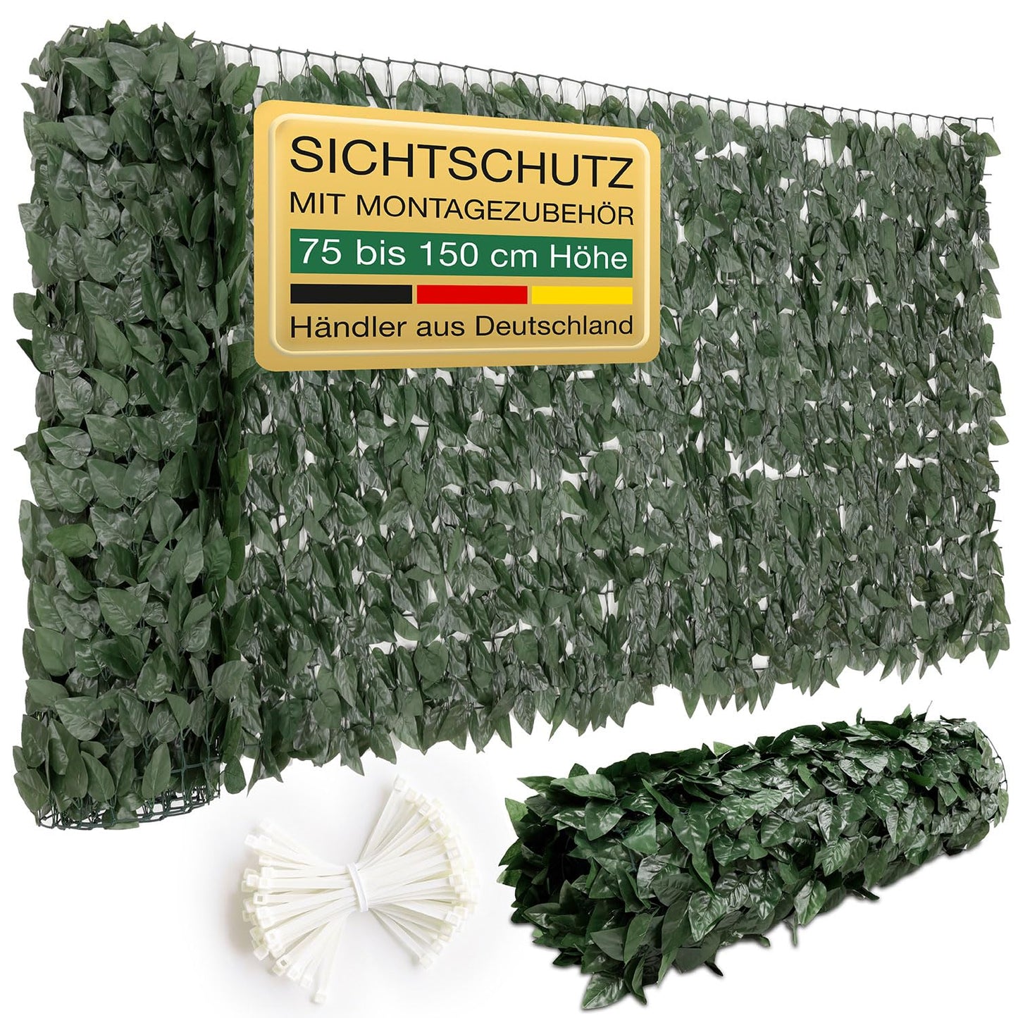 Balkonsichtschutz Blätteroptik, L300 x H100 cm
