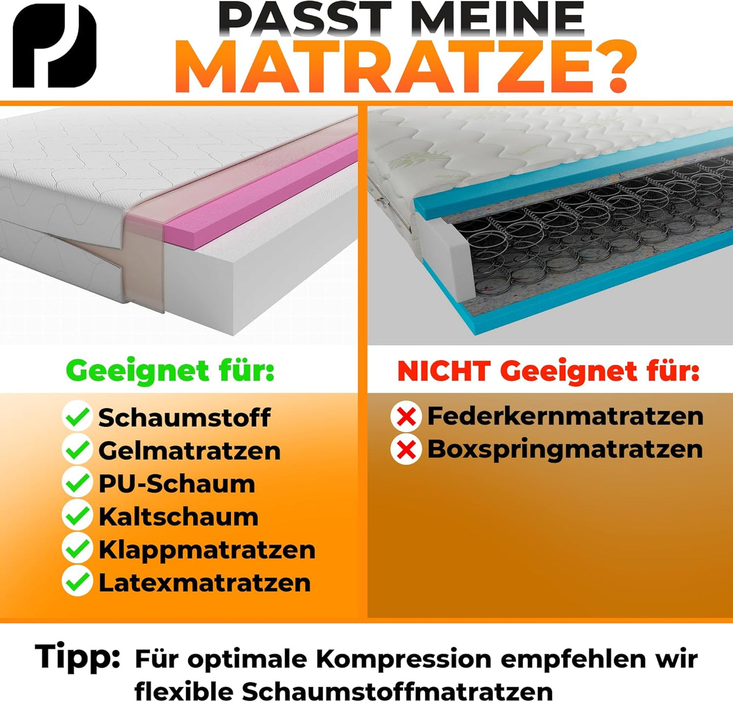 Vakuumbeutel für Matratzen, Matratze Large (bis 200x200cm)