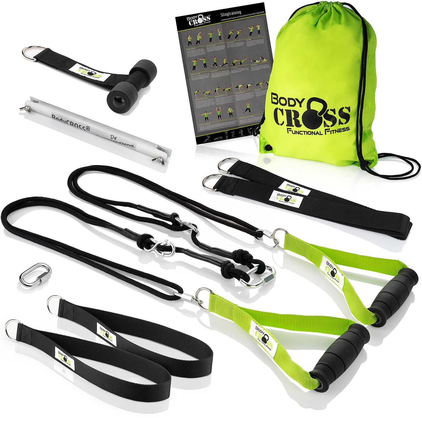 Schlingentrainer Set für Krafttraining, Expert Edition, Lime Sling Mit Spacer