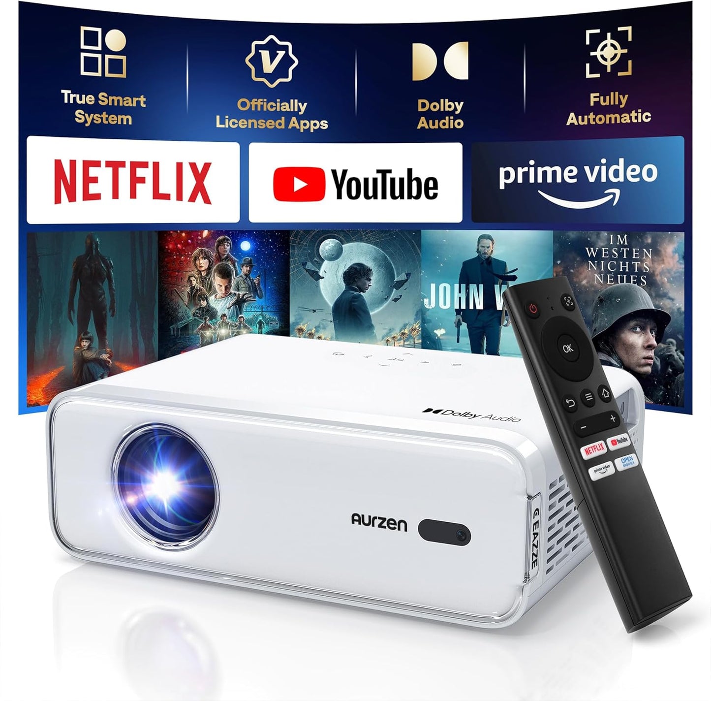 Eazze D1 Heimkino Beamer mit 4K Unterstützung