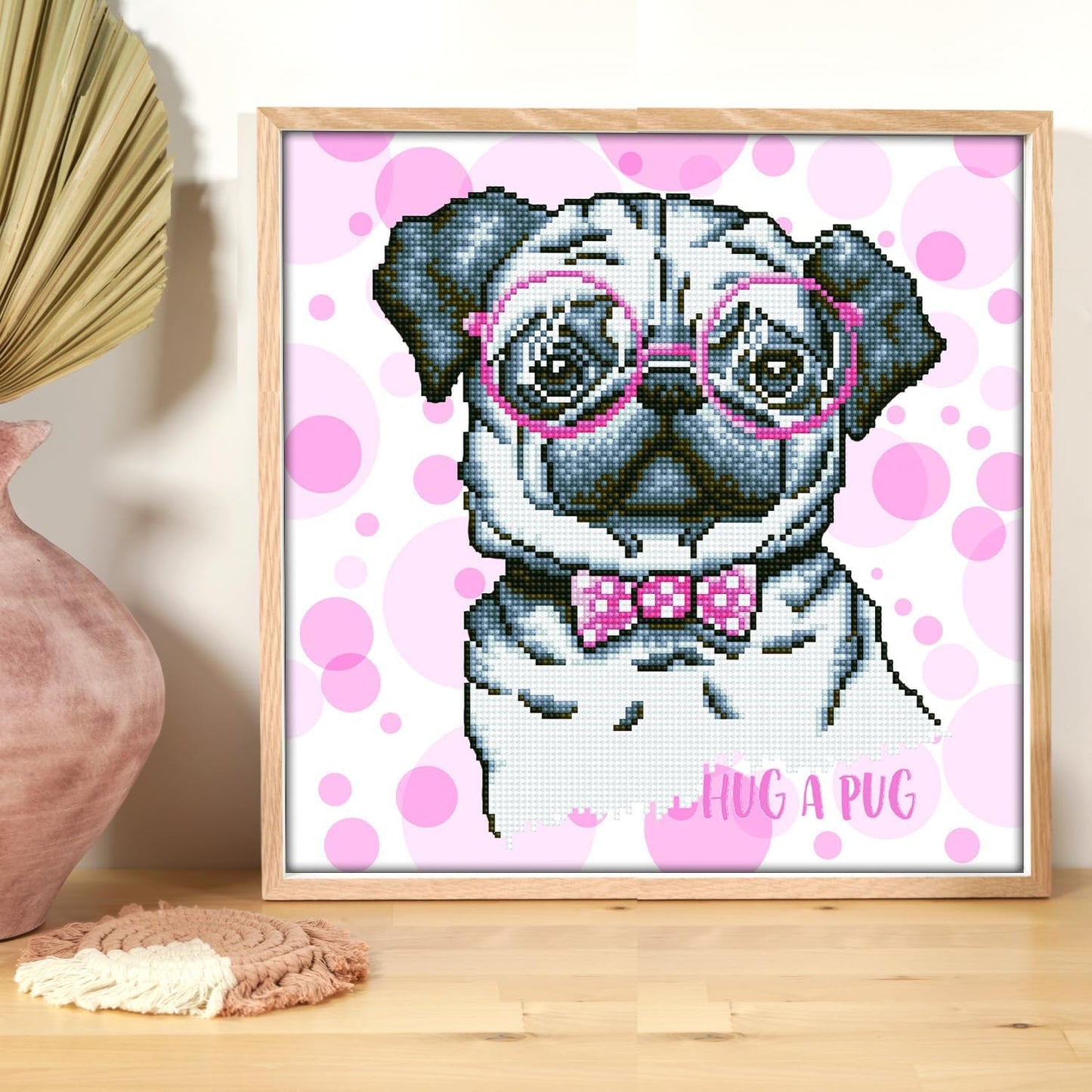Diamond Painting Set Mops, 35 x 35 cm Hug A Pug