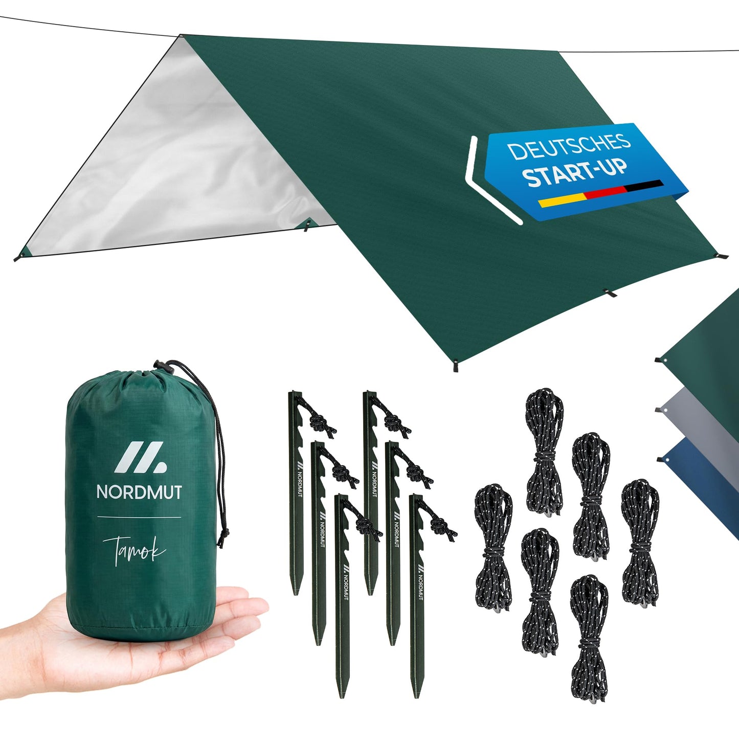 Wasserdichtes Ultraleicht-Tarp, 3 x 3 m, Grün 300 x 300 cm