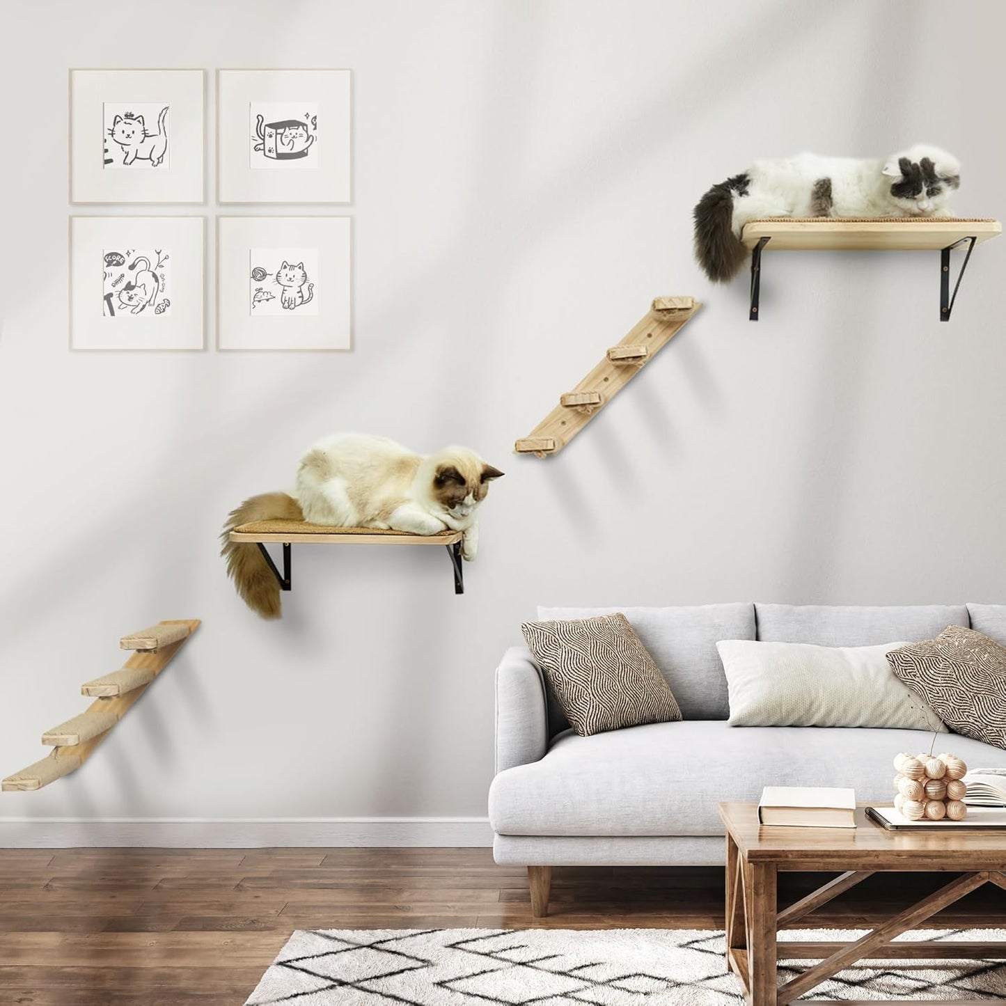 Katzen-Wandregal mit Kratzmatte, 1PC Katze Wandregal