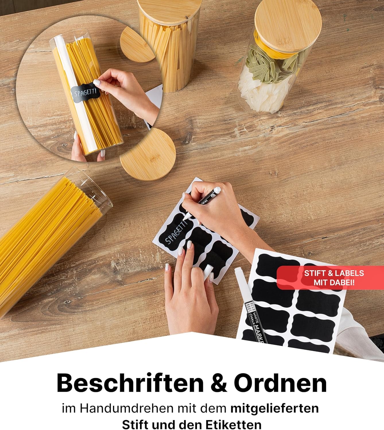 Vorratsgläser-Set mit Deckel, 3 Stk., 1 Grösse/1950ml, rund