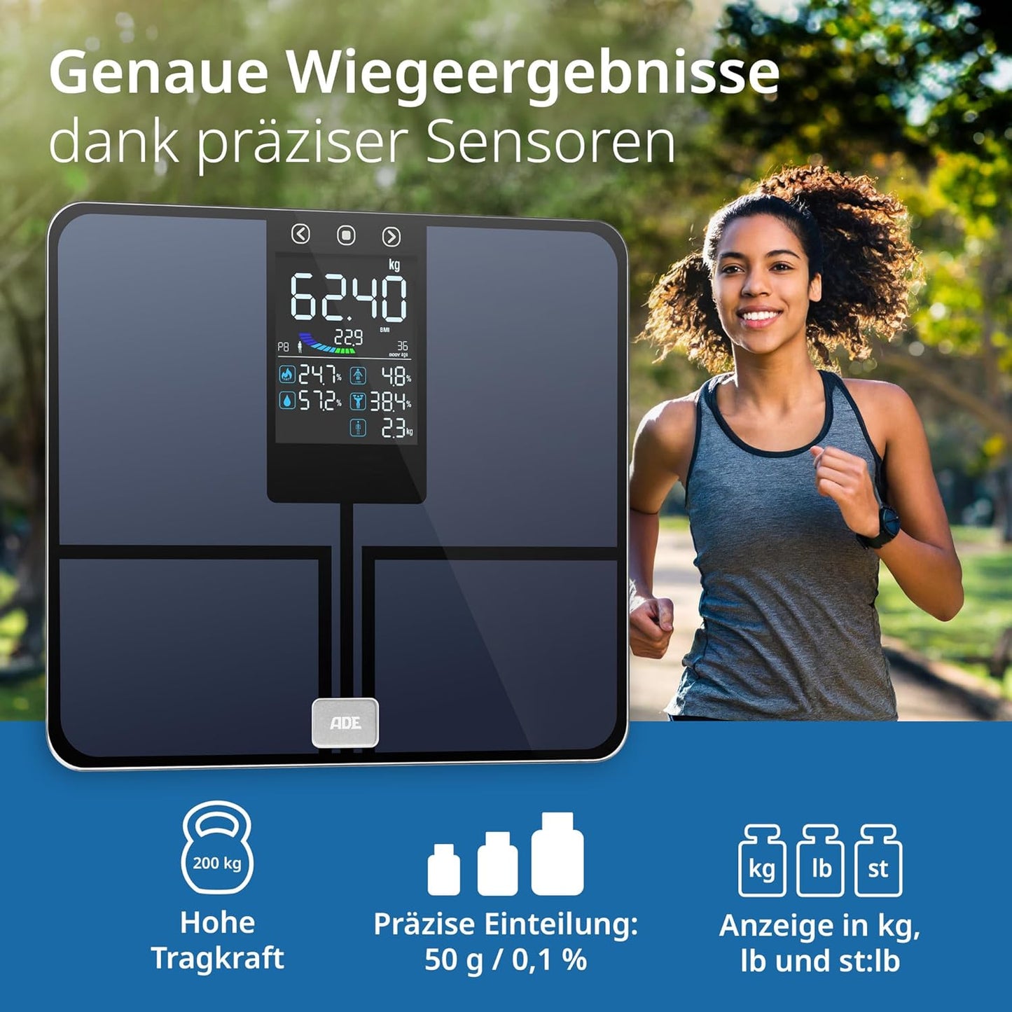 Digitale Körperfettwaage, Blau