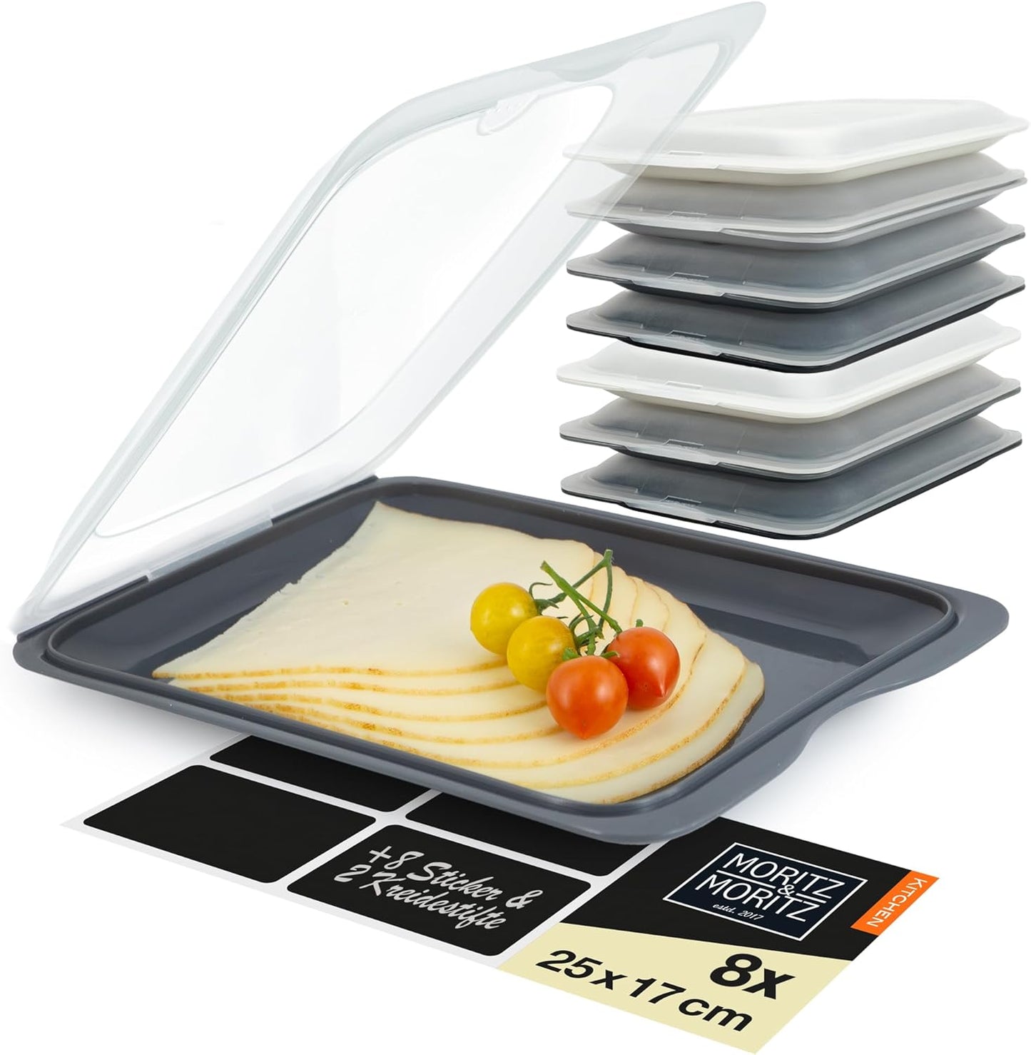 8er-Set Aufschnittboxen, Dunkel 8er Pack