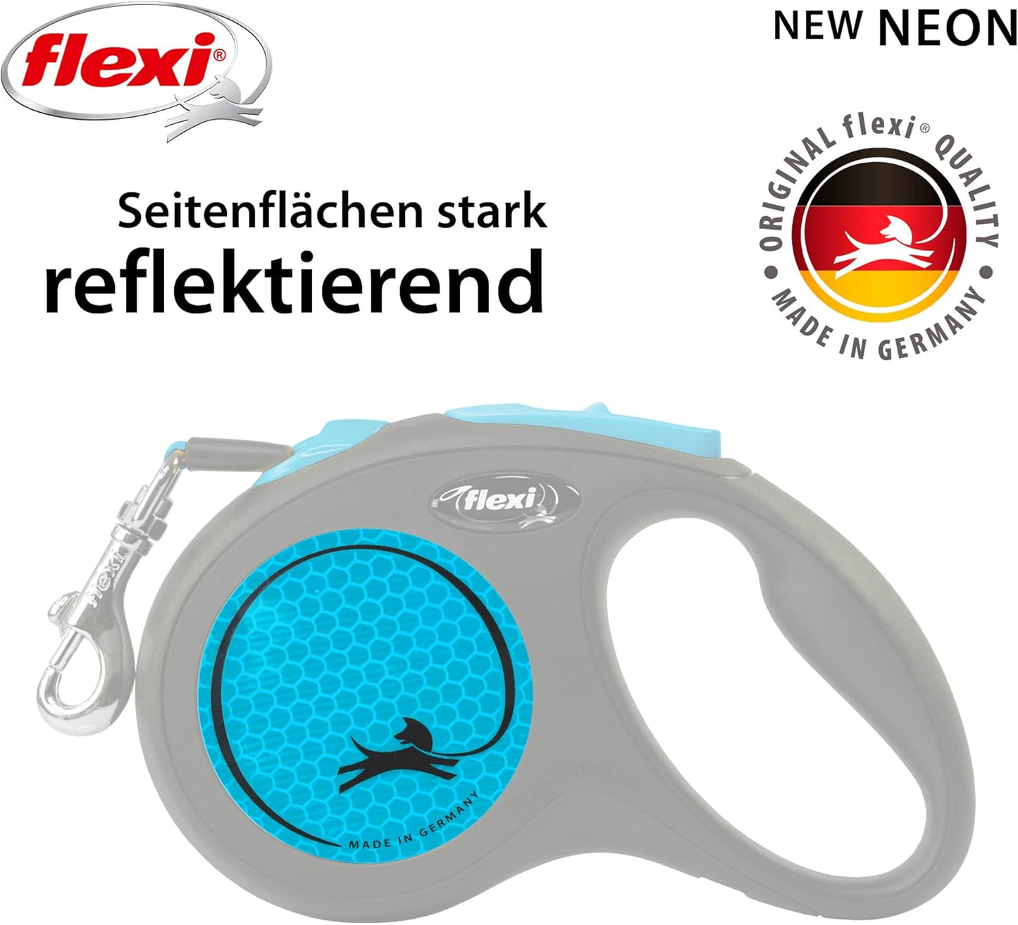 Roll-Leine Neon S für Hunde, S|schwarz/neonblau