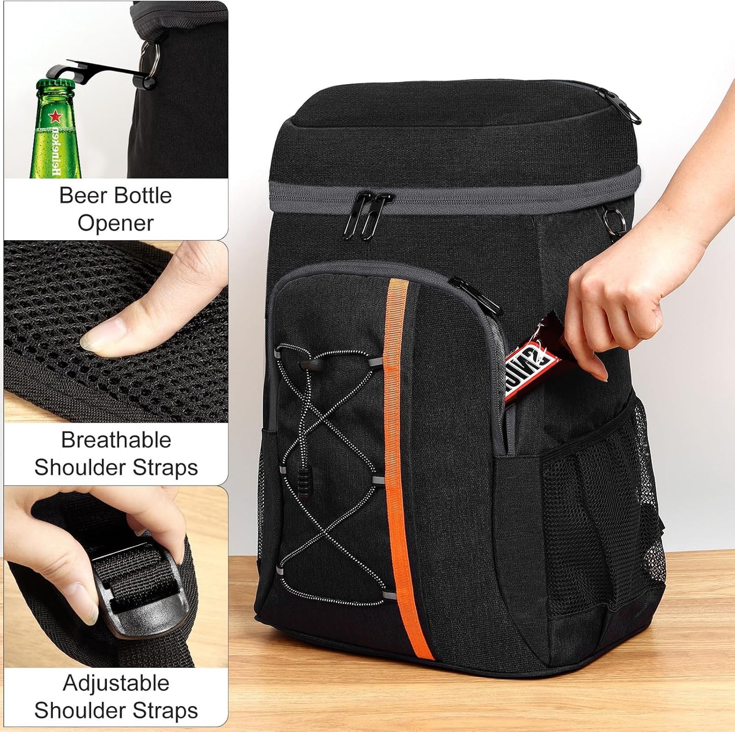 Wasserdichter Kühlrucksack, Schwarz