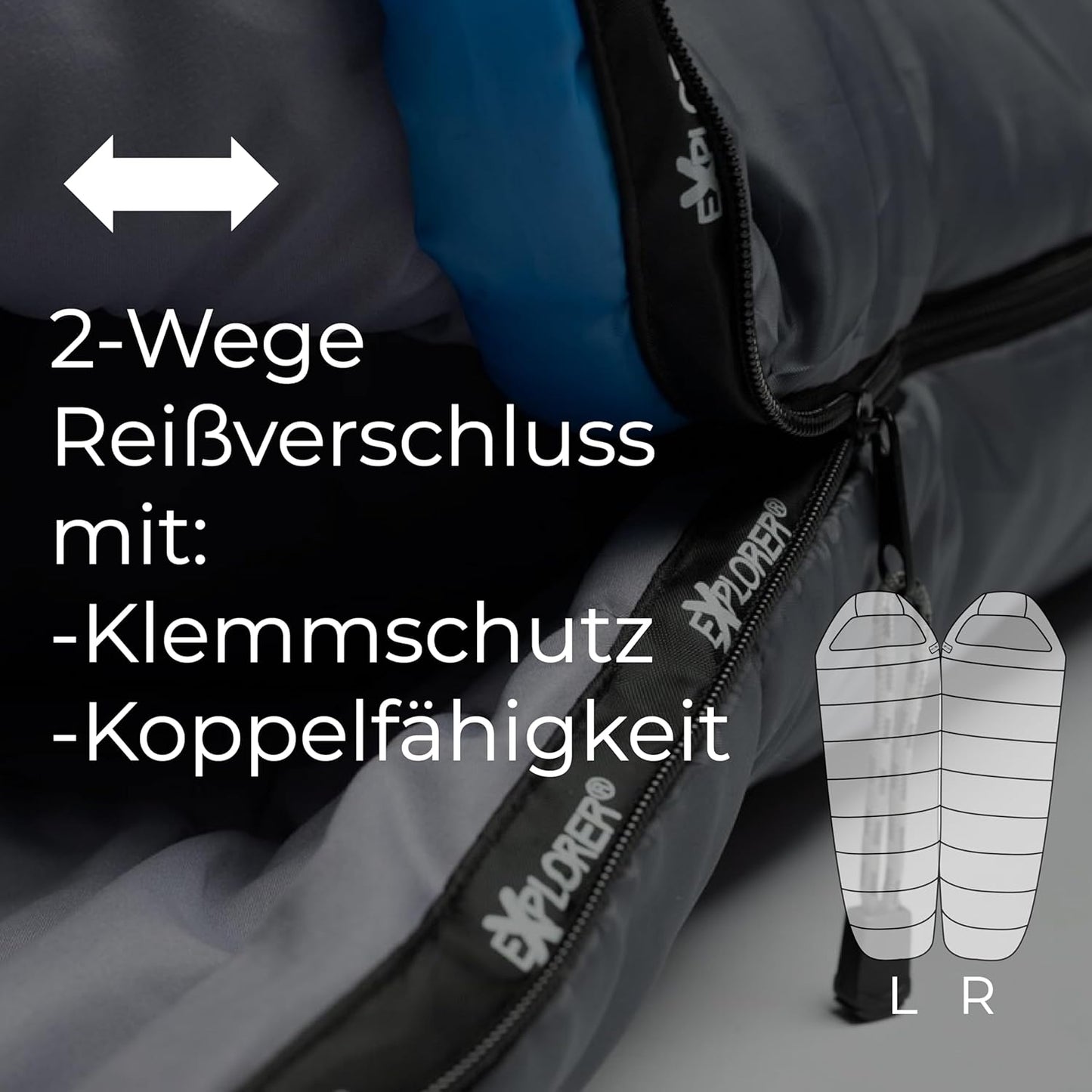 Comfort XL Mumienschlafsack, Schwarz