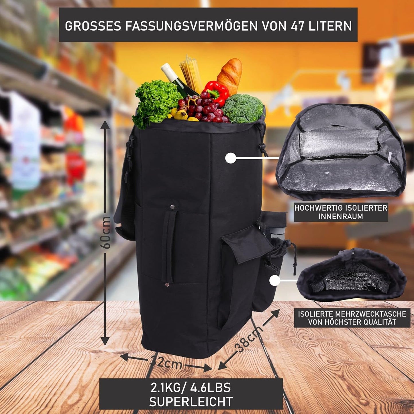 Isolierter Einkaufstrolley 42L