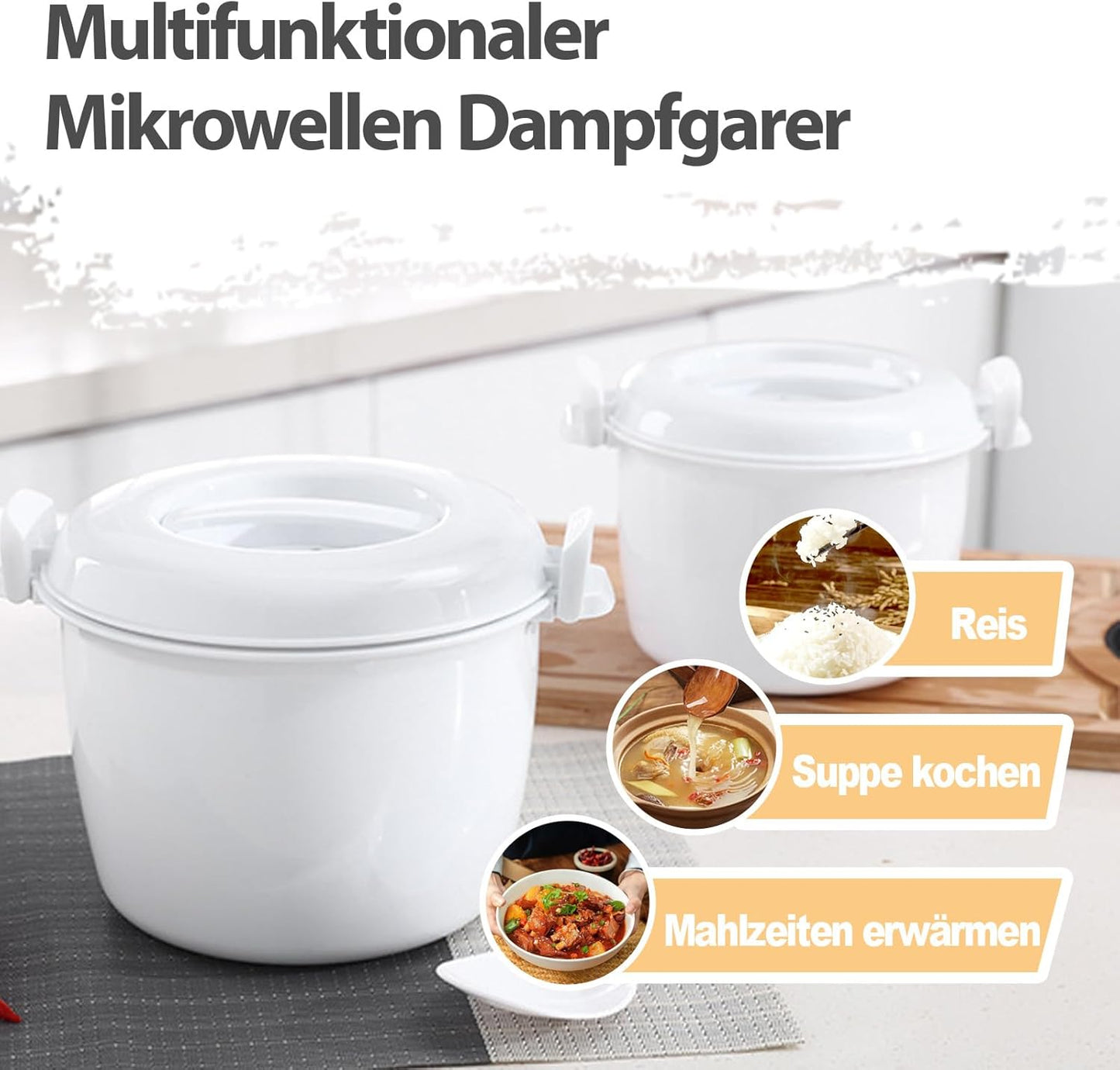Tragbarer Mikrowellen-Reiskocher (2,6L), 2.6L