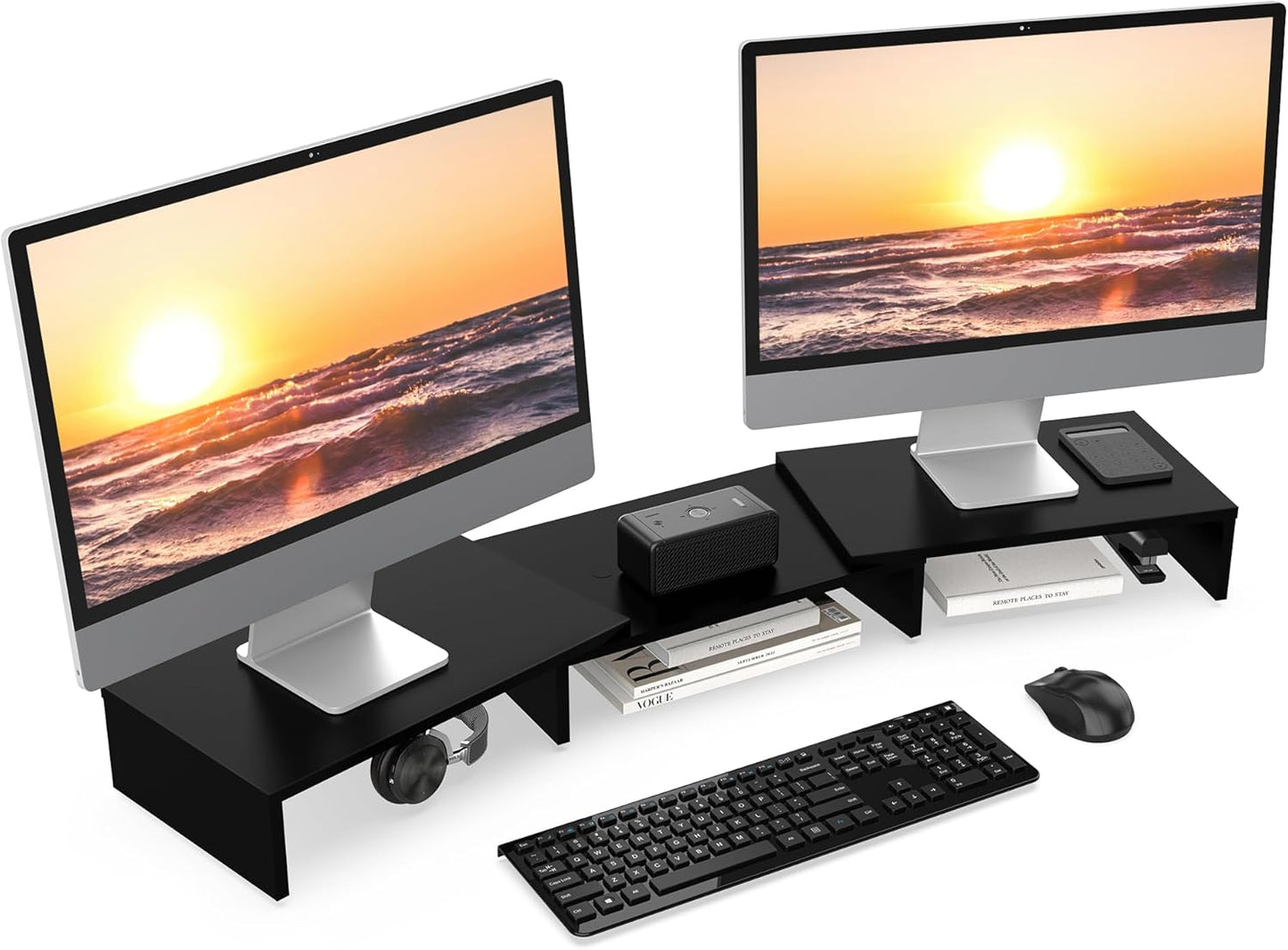 Dual Monitorständer, verstellbar, Schwarz