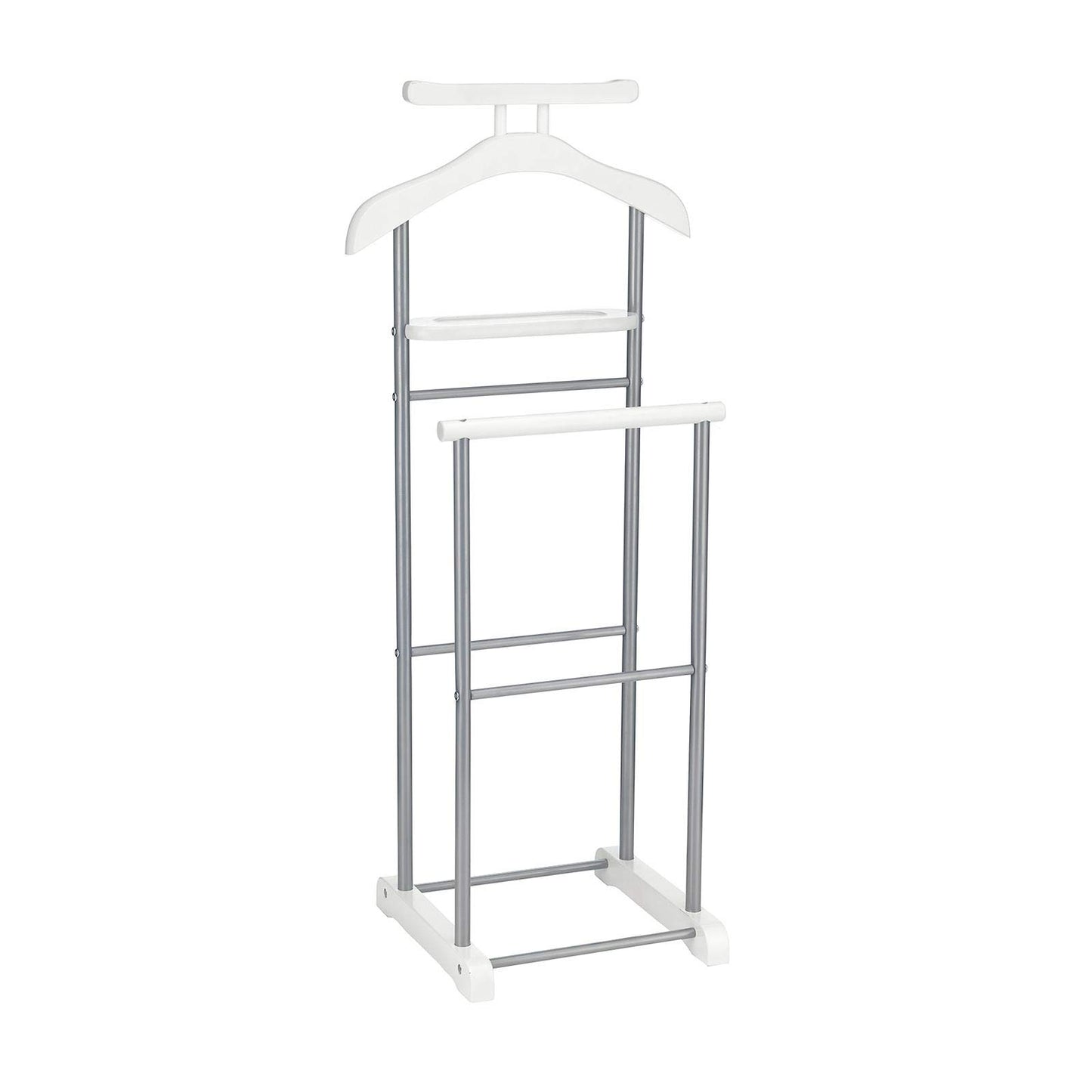 Herrendiener Assam mit Ablage und Metallgestell, Weiss
