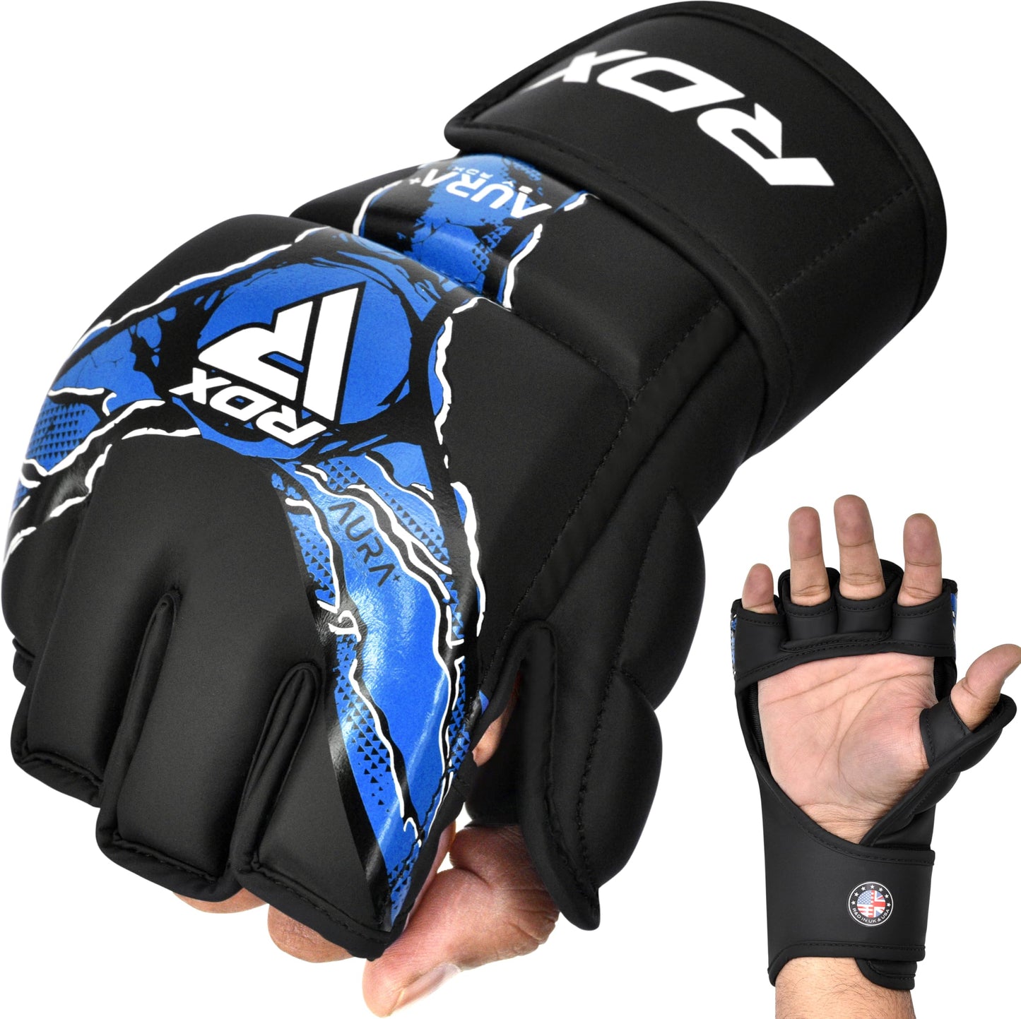 Grappling MMA Sparring Handschuhe, Black/Blue M