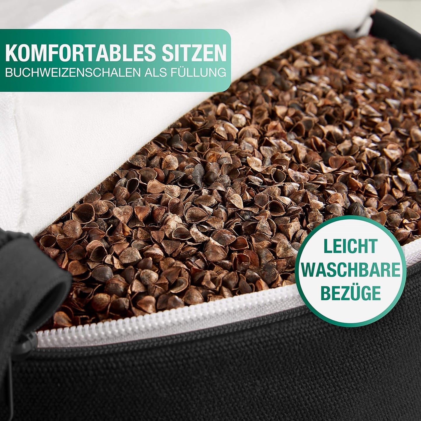Meditationskissen mit Yogagurt, Schwarz
