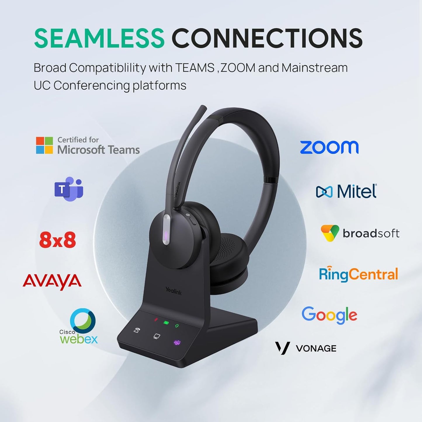 Kabelloses Headset WH64 mit Mikrofon und DECT/Bluetooth, WH64 Dual Teams