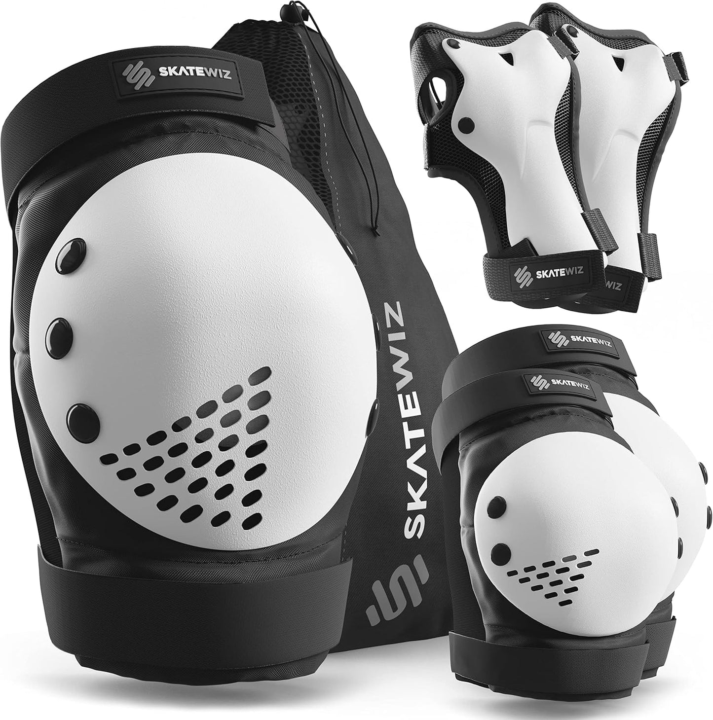 Skate Protektoren, M/L - Kids/Teens Schwarz Weiss