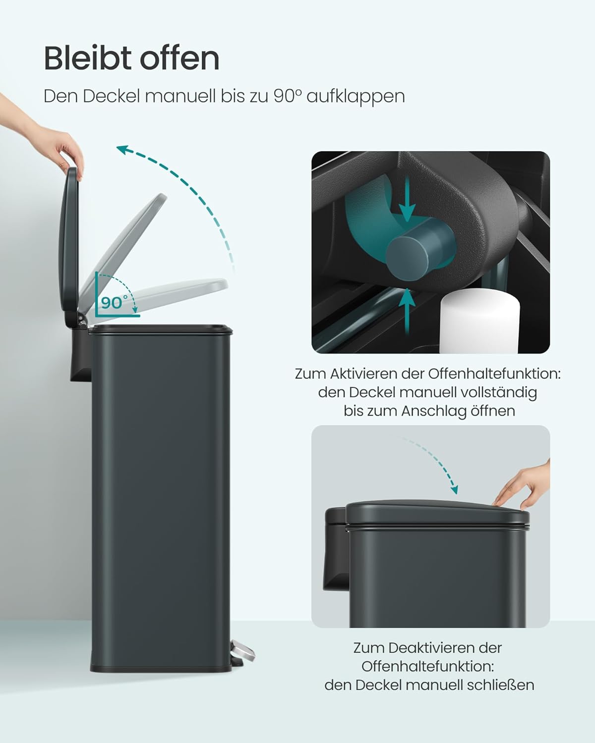 Tretmülleimer LTB540G02 mit Softclose & Deckel, anthrazitgrau