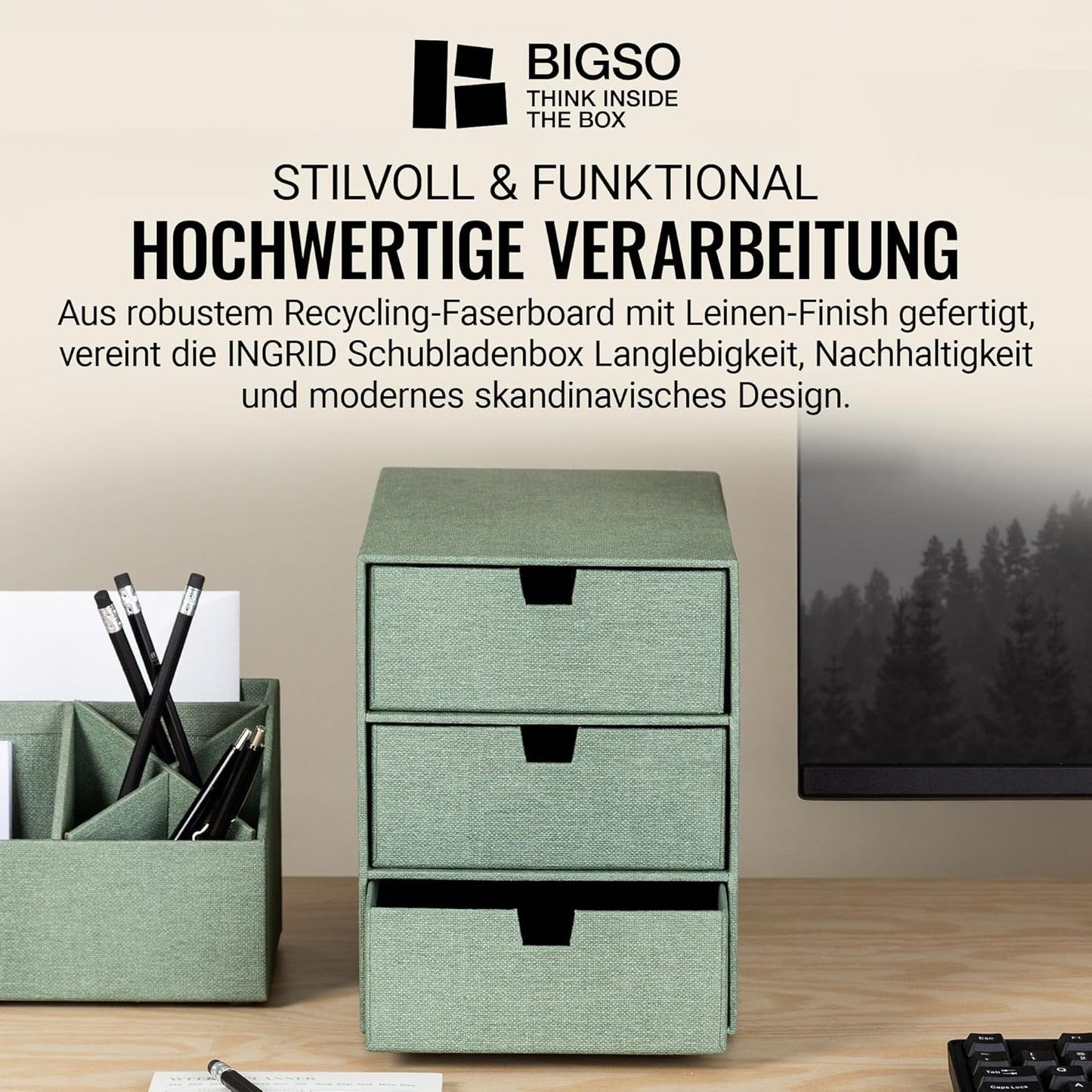 Schubladenbox Ingrid, Mintgrün Medium