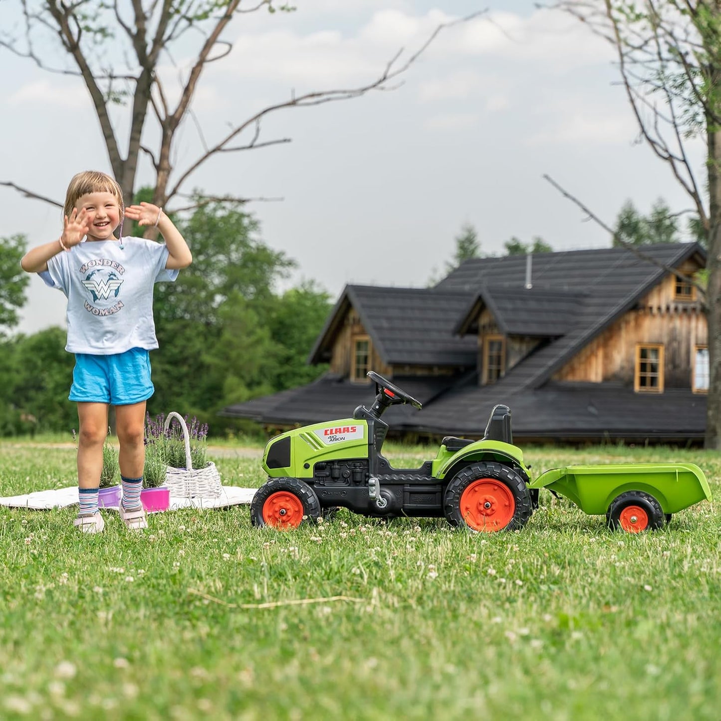 Arion 410 Kindertraktor mit Anhänger & Hupe, Claas