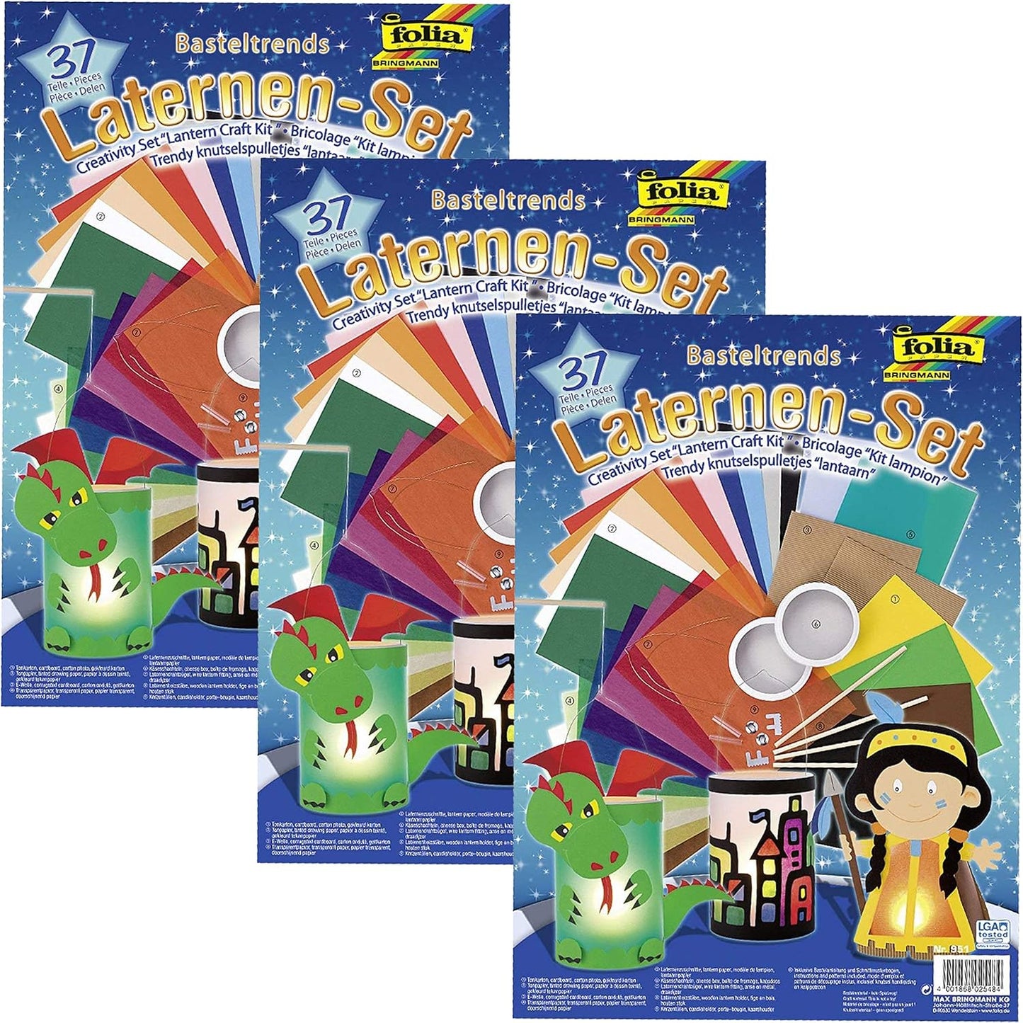 3x Laternen Bastel-Sets, 3 Kreativset