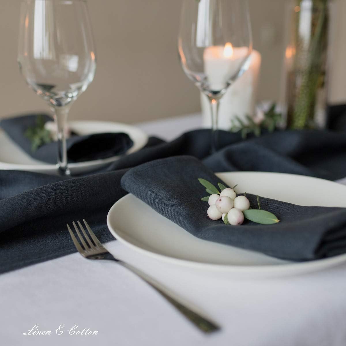 4-teiliges Stoffservietten-Set Hygge, Schwarz Servietten - 32 x 32cm