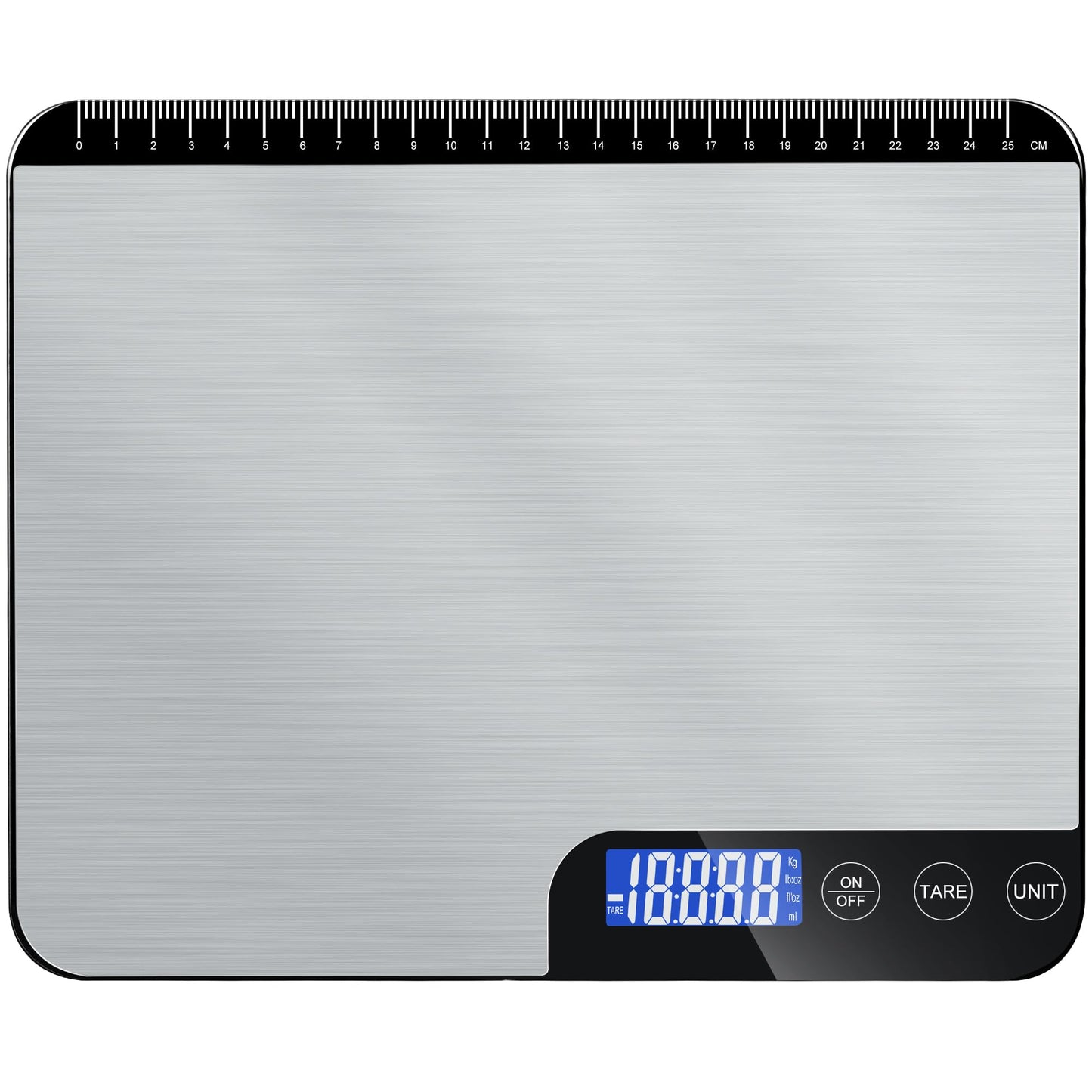 Digitale Küchenwaage mit grosser Wiegefläche (20 kg), Silber-2