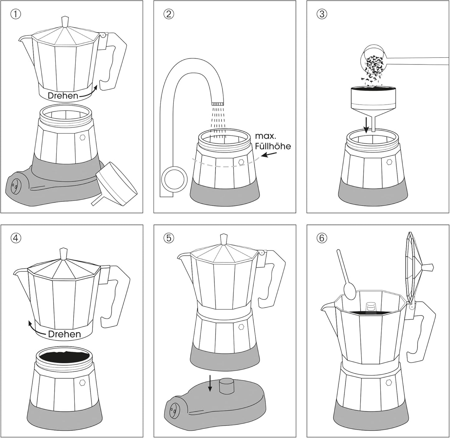 Espressokocher CLASSICO mit Warmhaltefunktion, Silber, Single
