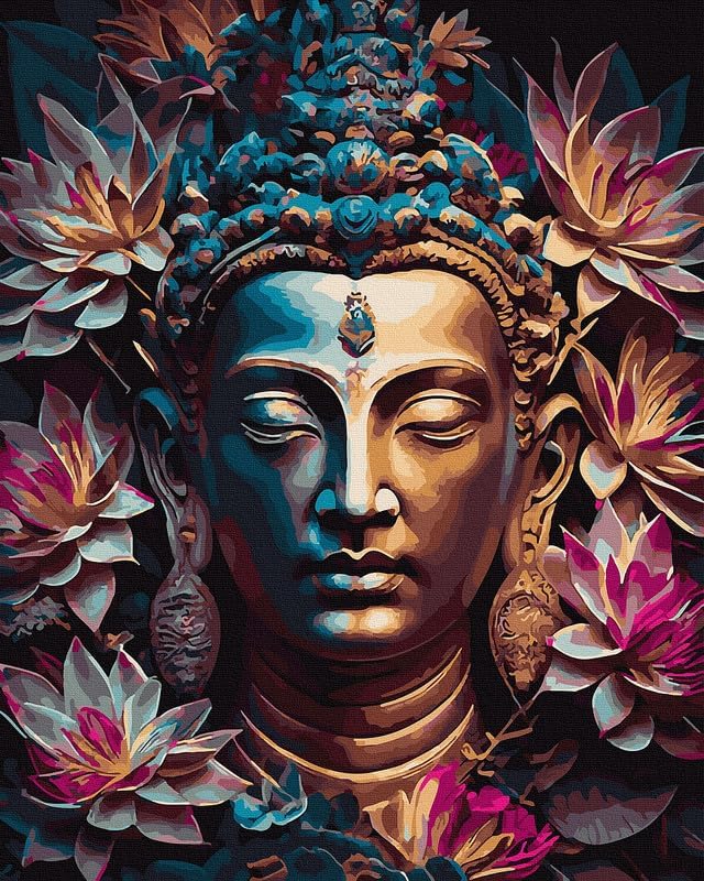 Malen nach Zahlen Set 40 x 50 cm, Buddha In Blumen