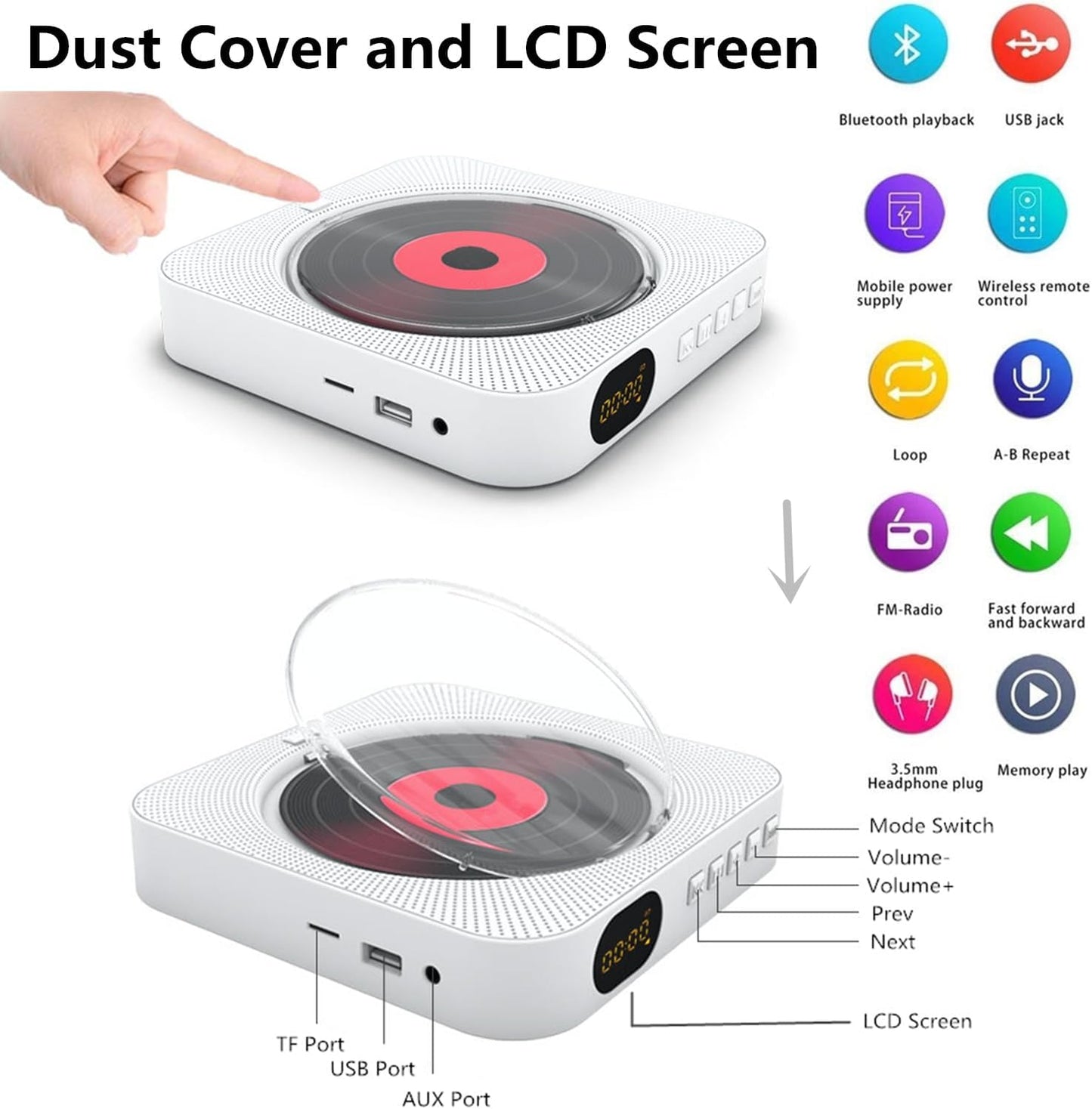 CD-Player mit Bluetooth, Weiss