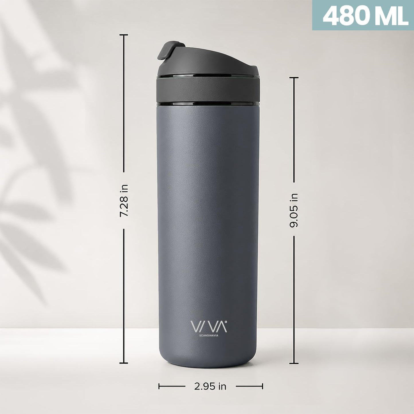 Doppelwandiger Thermobecher mit Sieb, Grau