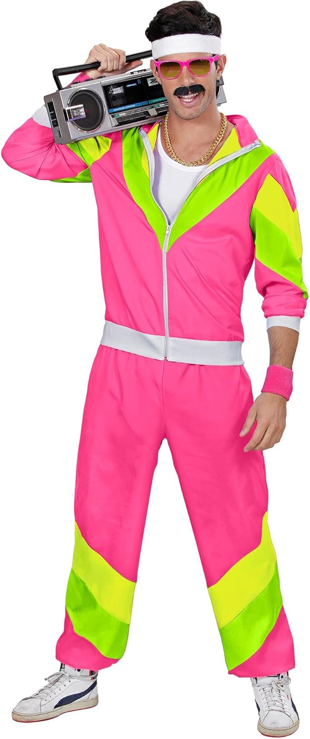 80er Jahre Party-Trainingsanzug Kostüm-Set, Rosa M