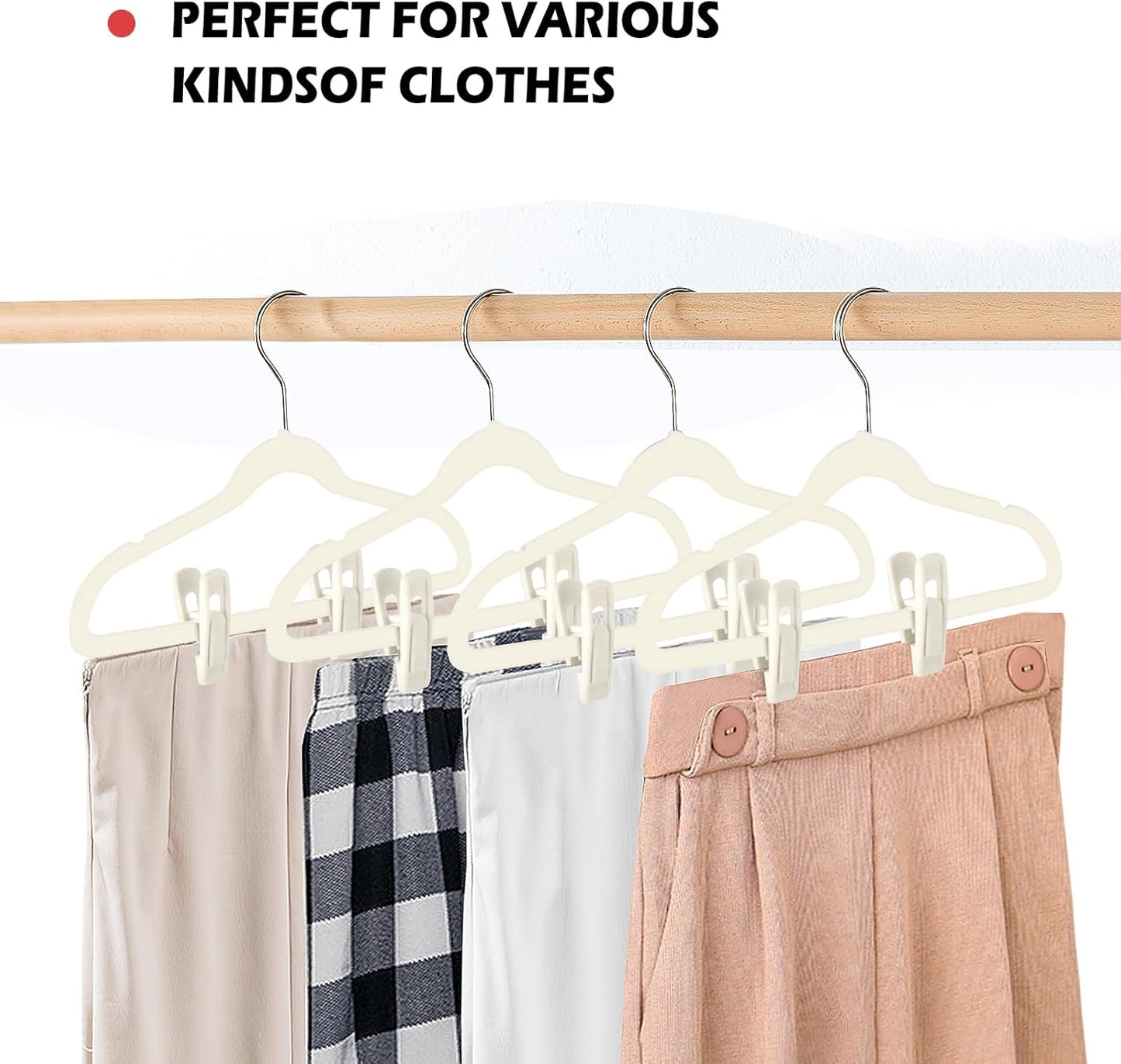 24 x Kleiderbügel-Clips für Hosen und Röcke, 24PC Elfenbein