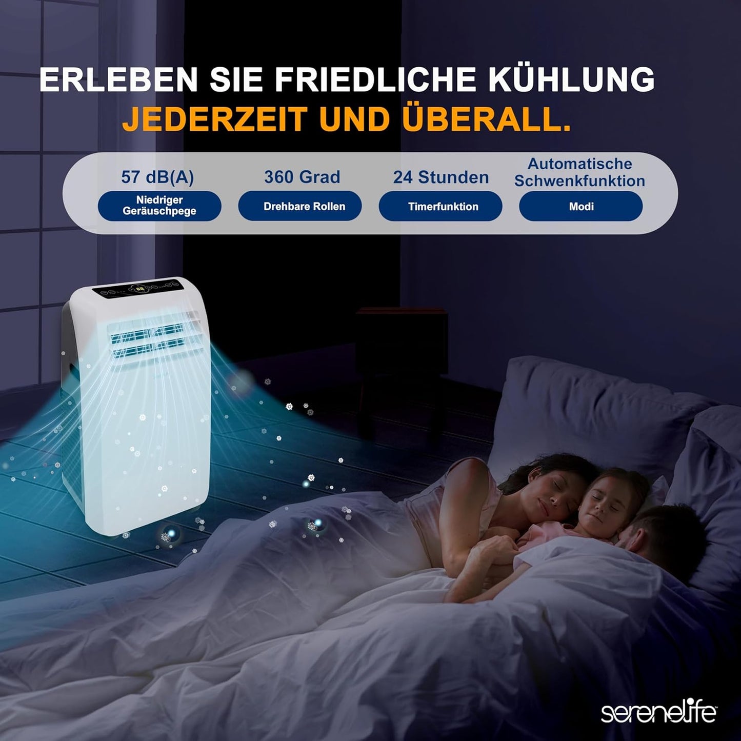 Mobiles Klimagerät 9000BTU mit Abluftschlauch, 9,000 BTU EU